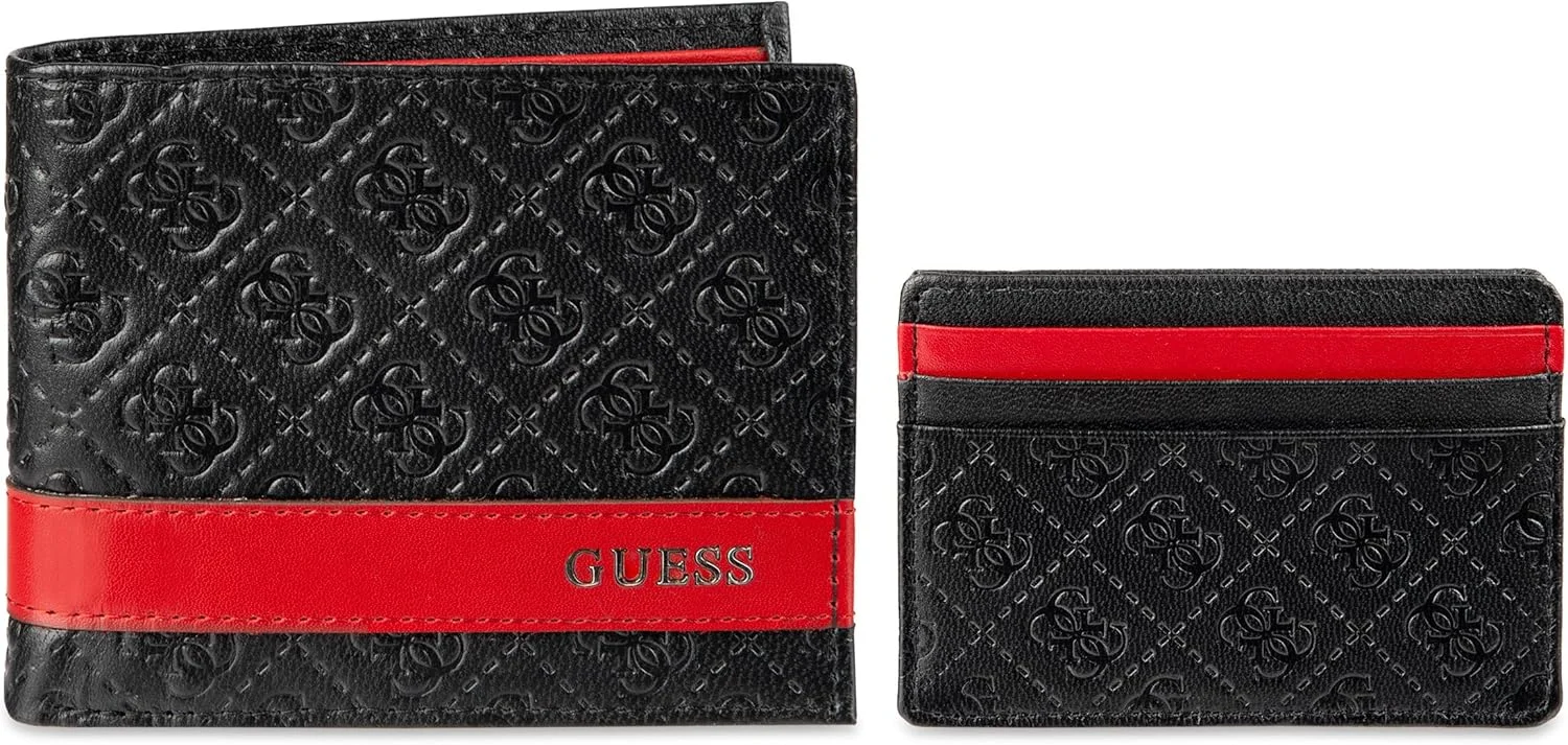 کیف پول مردانه GUESS با جای کارت، مشکی/قرمز، سایز One Size
