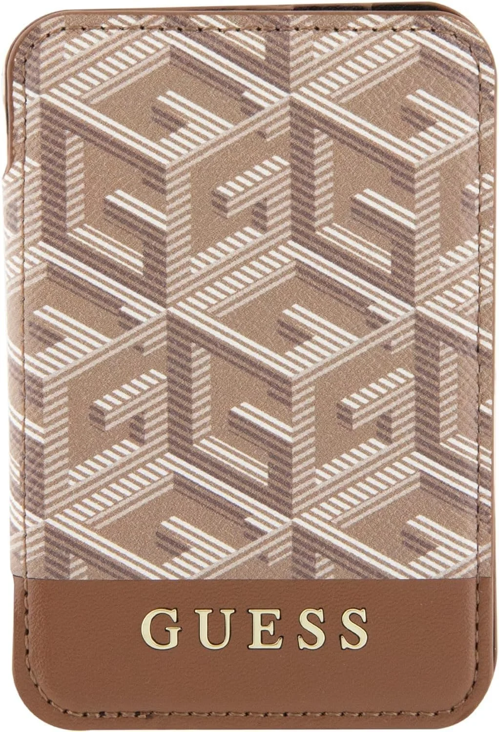 کیف پول موبایل GUESS CG با جای کارت و استند Gcube Stripe Magsafe - قهوه ای