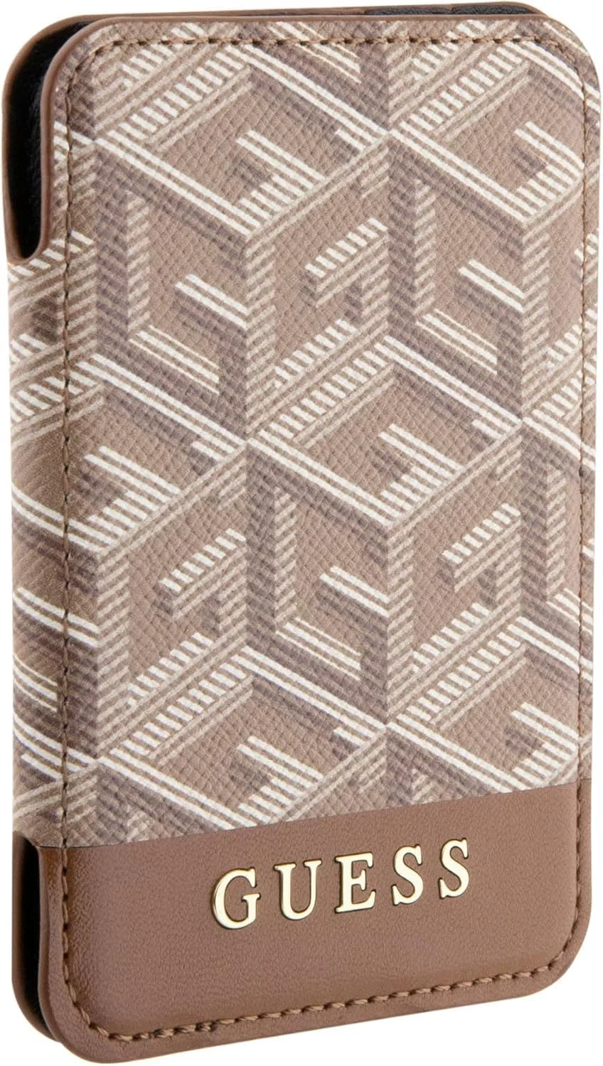 کیف پول موبایل GUESS CG با جای کارت و استند Gcube Stripe Magsafe - قهوه ای