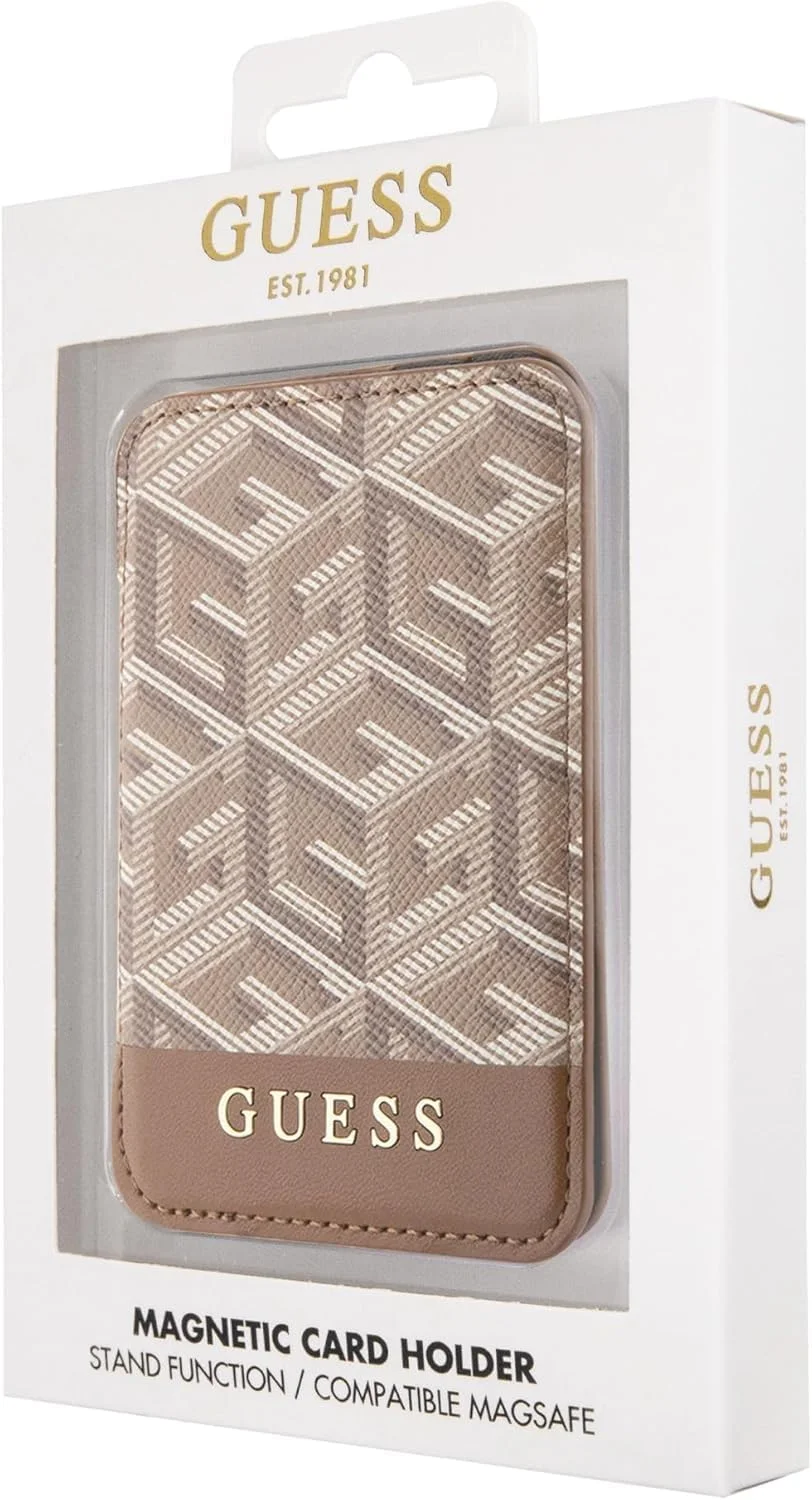 کیف پول موبایل GUESS CG با جای کارت و استند Gcube Stripe Magsafe - قهوه ای