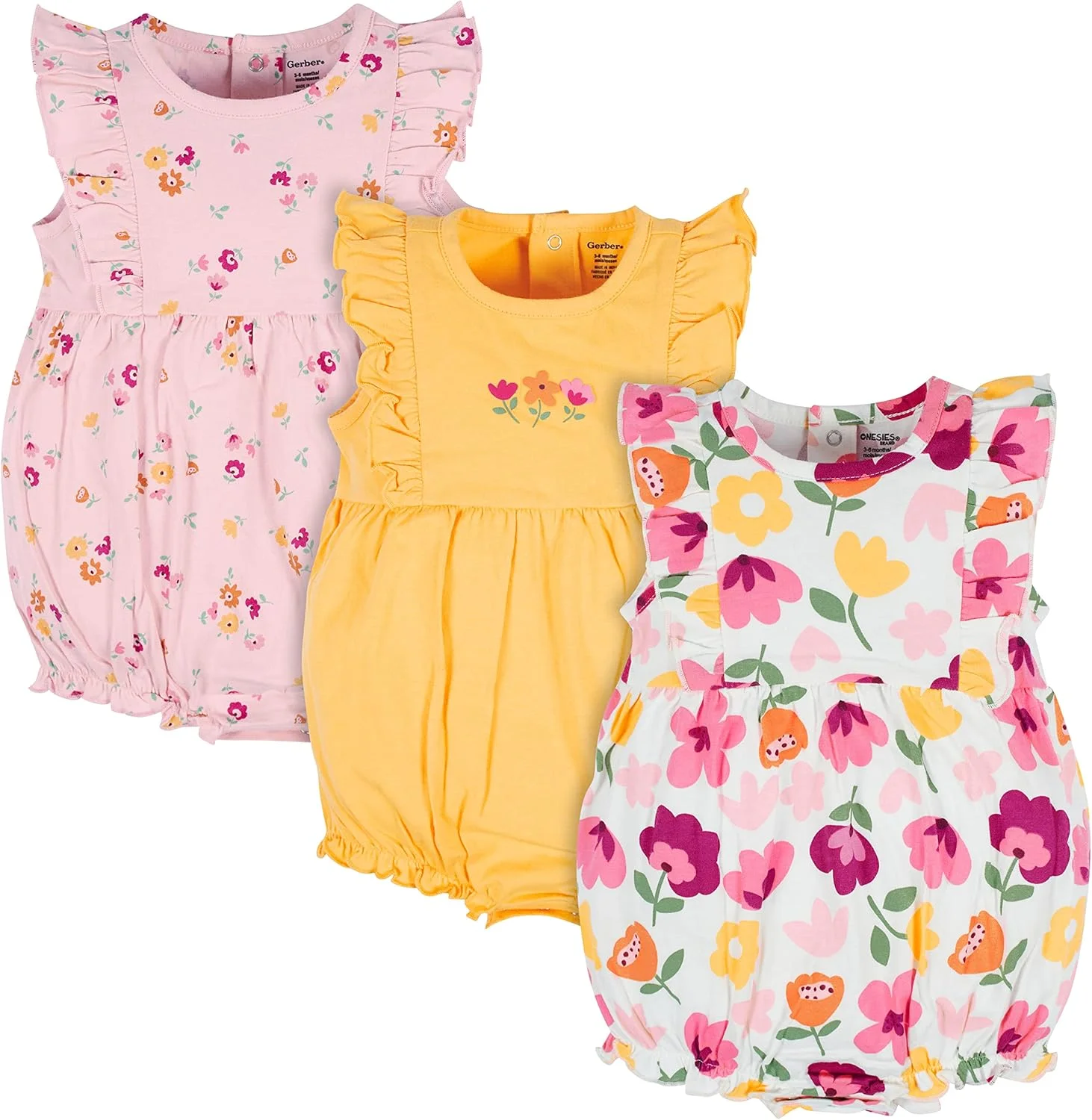 لباس سرهمی نوزاد دخترانه Onesies Brand، بسته 3 عددی