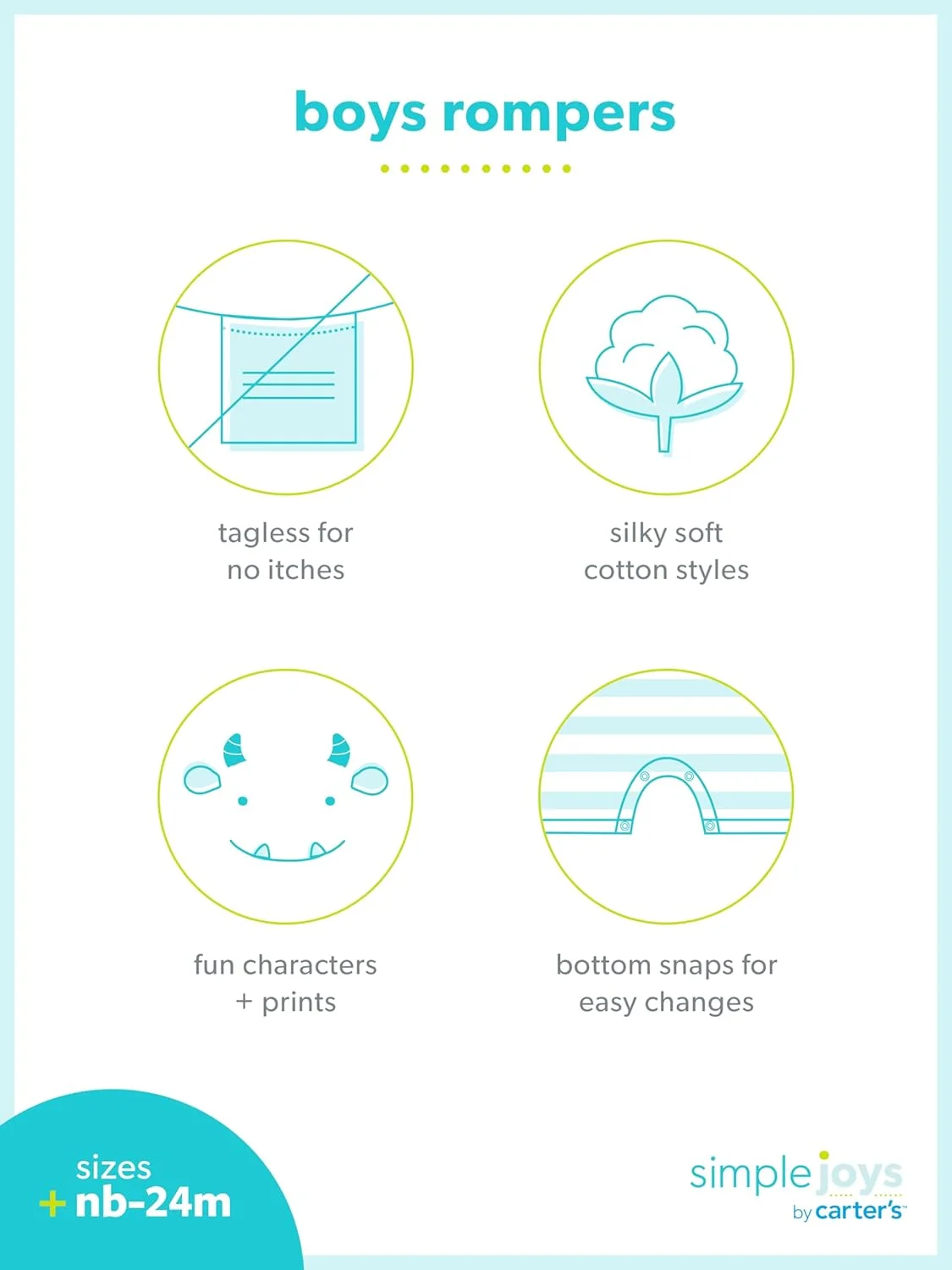 ست 3 عددی رامپر نوزادی پسرانه Simple Joys by Carter's ست 3 عددی رامپر نوزادی پسرانه Simple Joys by Carter's