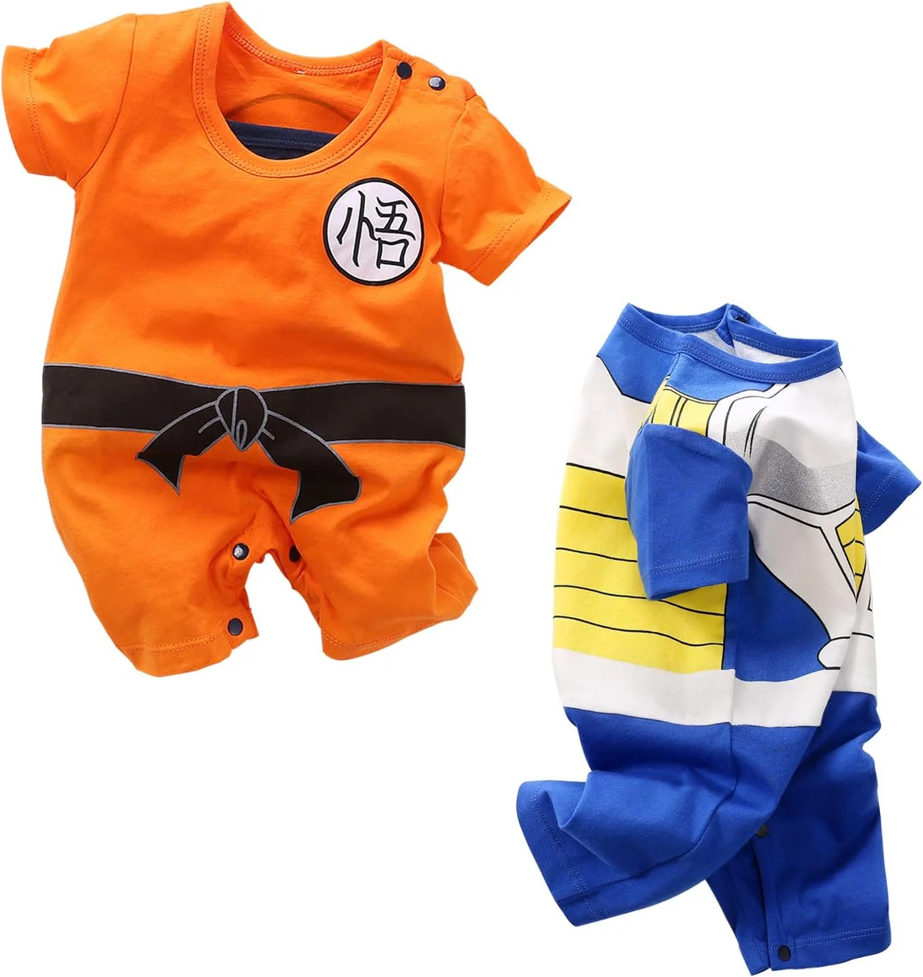 YFYBaby ست 2 عددی رامپر آستین کوتاه پسرانه طرح کارتونی نارنجی/آبی، سایز 3-6 ماه