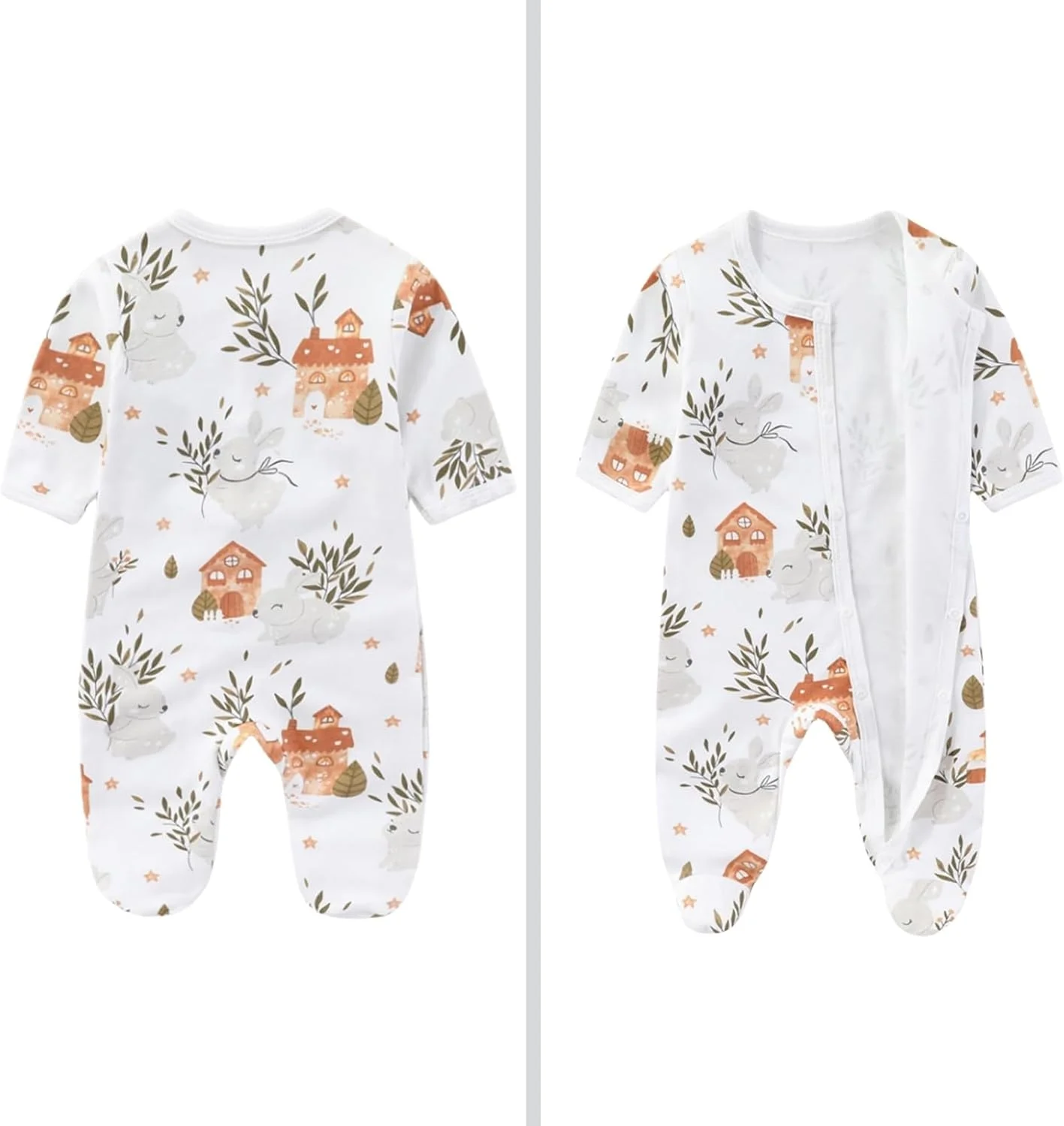 رومپر نوزادی یک تکه ZONEY، جامپسوت پنبه ای نرم دکمه دار مناسب نوزاد 0-12 ماهه، بسته 3 عددی