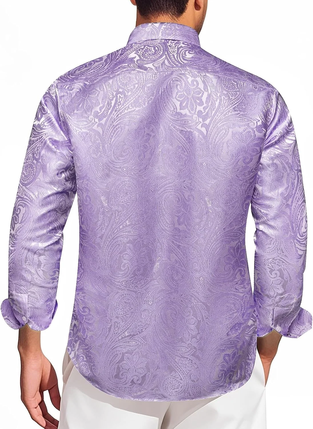 پیراهن مردانه ابریشمی Ailisus طرح Paisley آستین بلند دکمه دار پیراهن مجلسی تاپ های غیر رسمی بافتنی مناسب مهمانی و عروسی