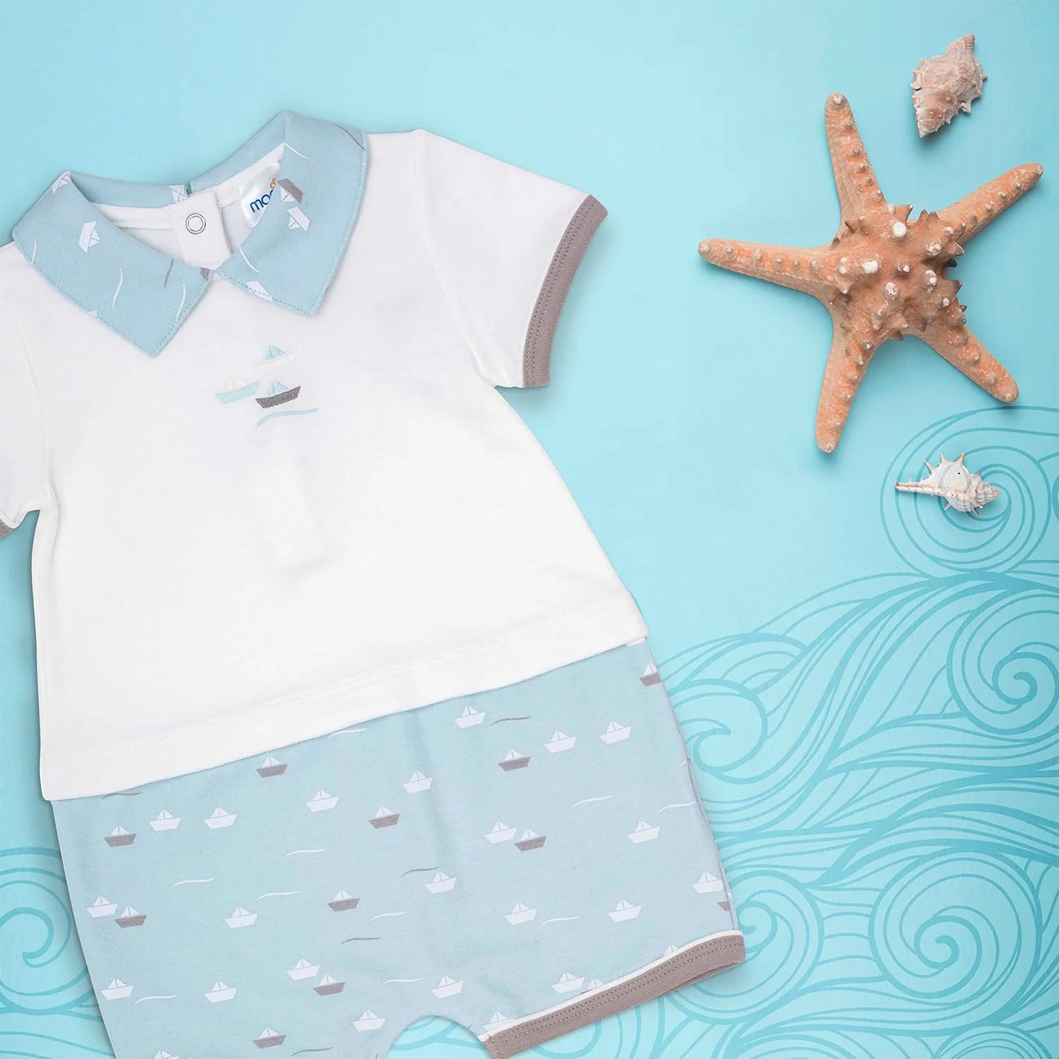 رامپر نخی 100% ماه با یقه رامپر نخی 100% ماه با یقه