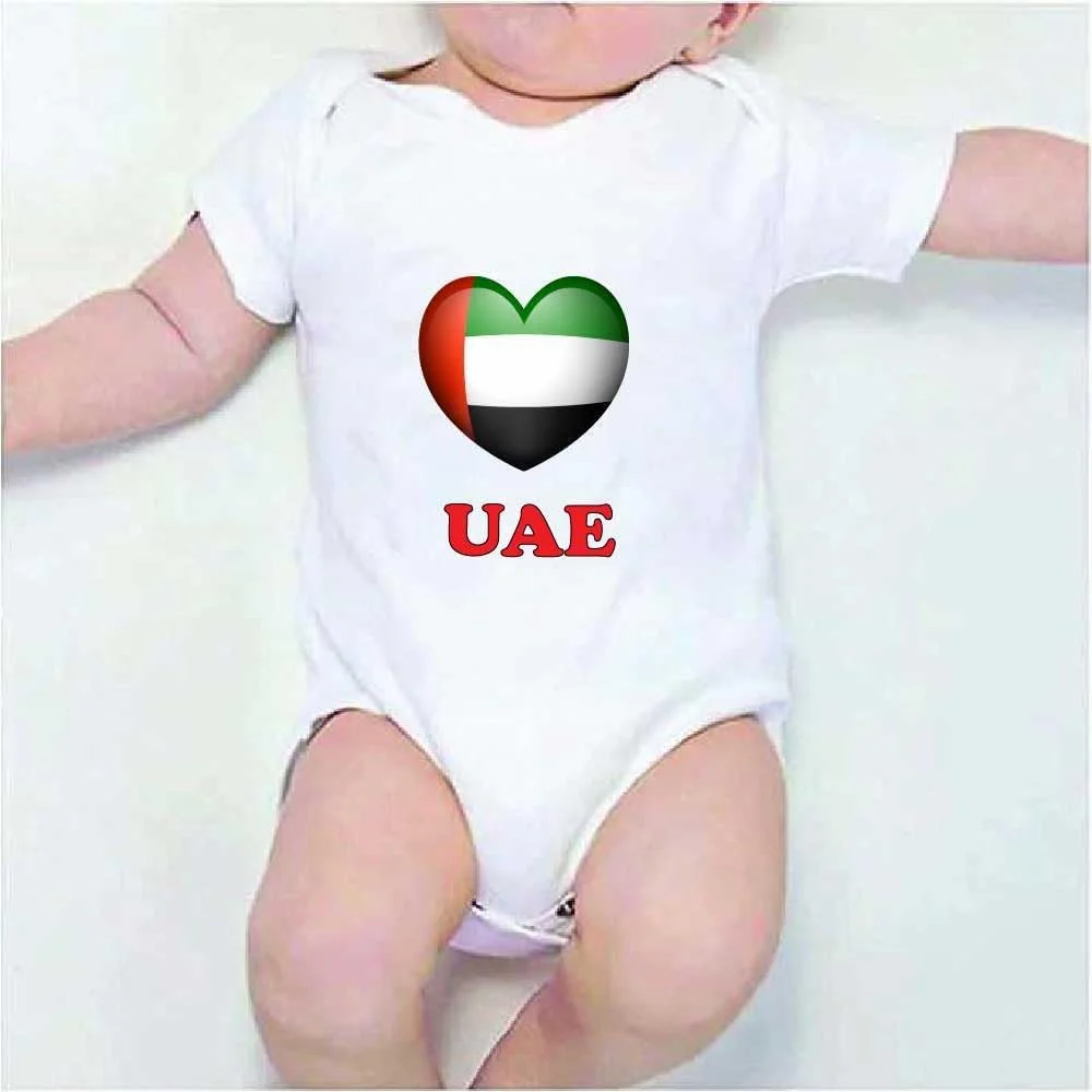 رامپر نوزادی امارات متحده عربی برای روز ملی، بادی آستین کوتاه униsex، پارچه نرم 100% پنبه، لباس نوزادی راحت و شیک برای پسران و دختران، هدیه لباس عالی روز ملی униsex رامپر نوزادی