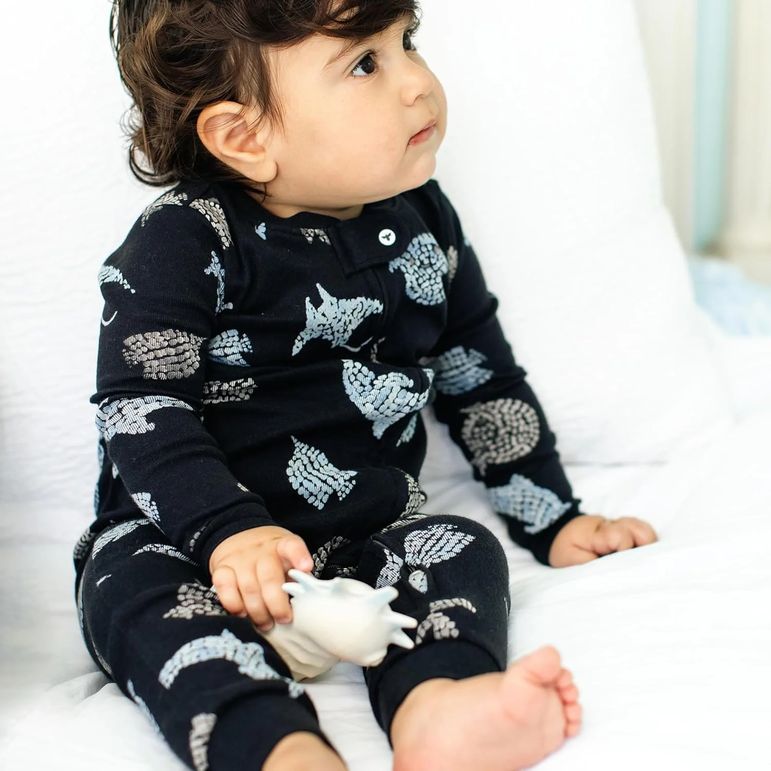 لباس خواب و بازی نوزادی پسرانه Burt's Bees Baby، لباس یکسره زیپ دار جلو بدون پا 100% پنبه ارگانیک