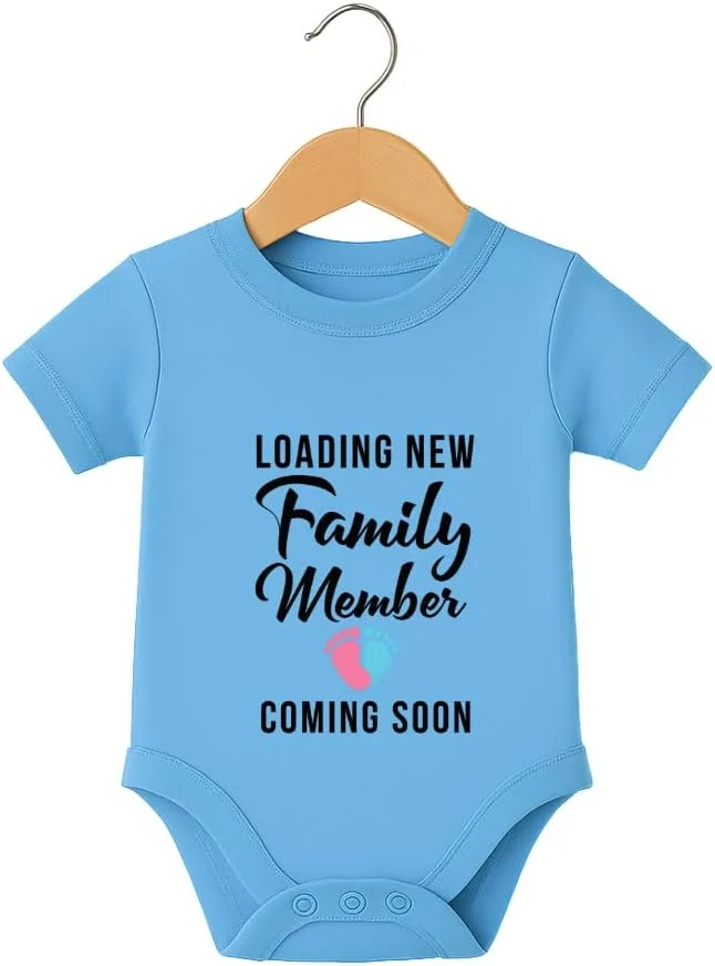 رامپر نوزادی با طرح بارگذاری "به زودی" – بادی آستین کوتاه پنبه ای – مناسب و راحت برای نوزادان دختر و پسر