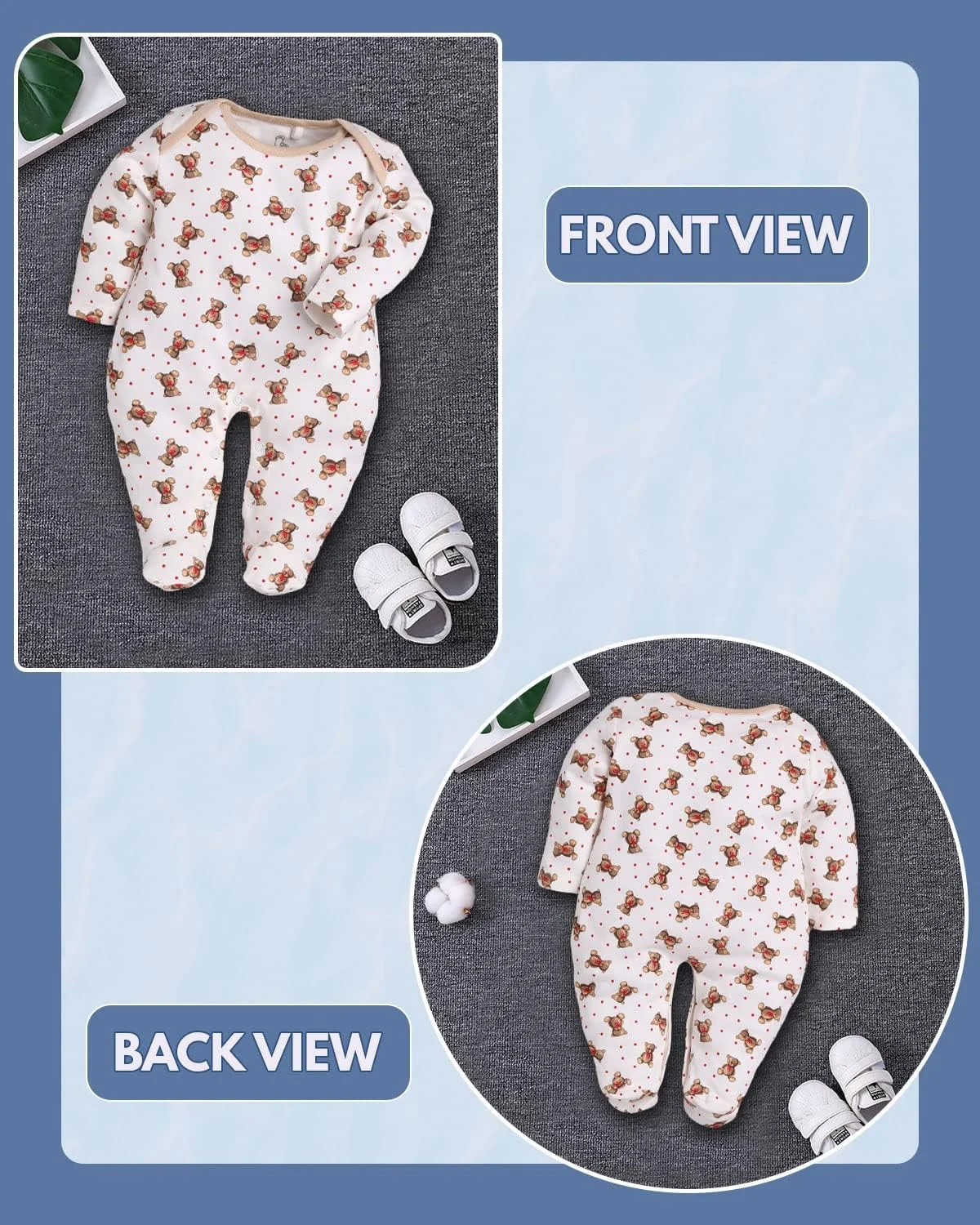 رامپرز/سرهمی/جامپسوت/لباس خواب 100% پنبه BabyGo برای نوزادان پسر و دختر، نوزاد تازه متولد شده، بسته 2 عددی