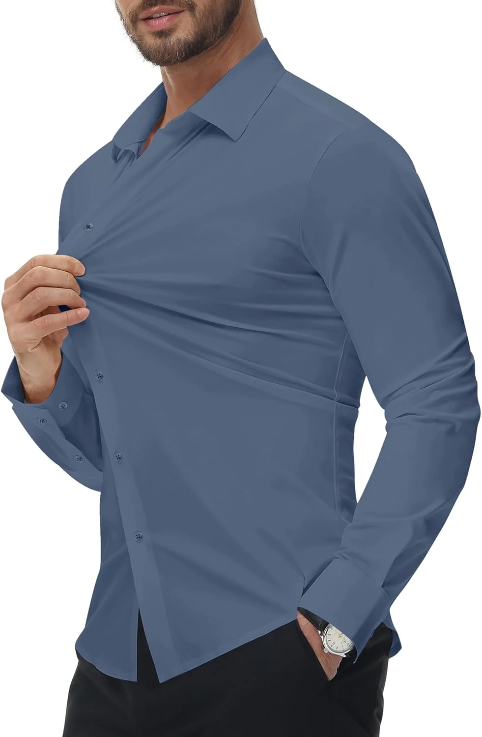 پیراهن مردانه کشی آلیمنز اند جنتل، مدل Slim Fit، آستین بلند، غیر رسمی، جذب و مناسب عضلات، ضد چروک، دکمه دار، آبی بی نهایت، XXL پیراهن مردانه کشی آلیمنز اند جنتل، مدل Slim Fit، آستین بلند، غیر رسمی، جذب و مناسب عضلات، ضد چروک، دکمه دار، آبی بی نهایت، XXL