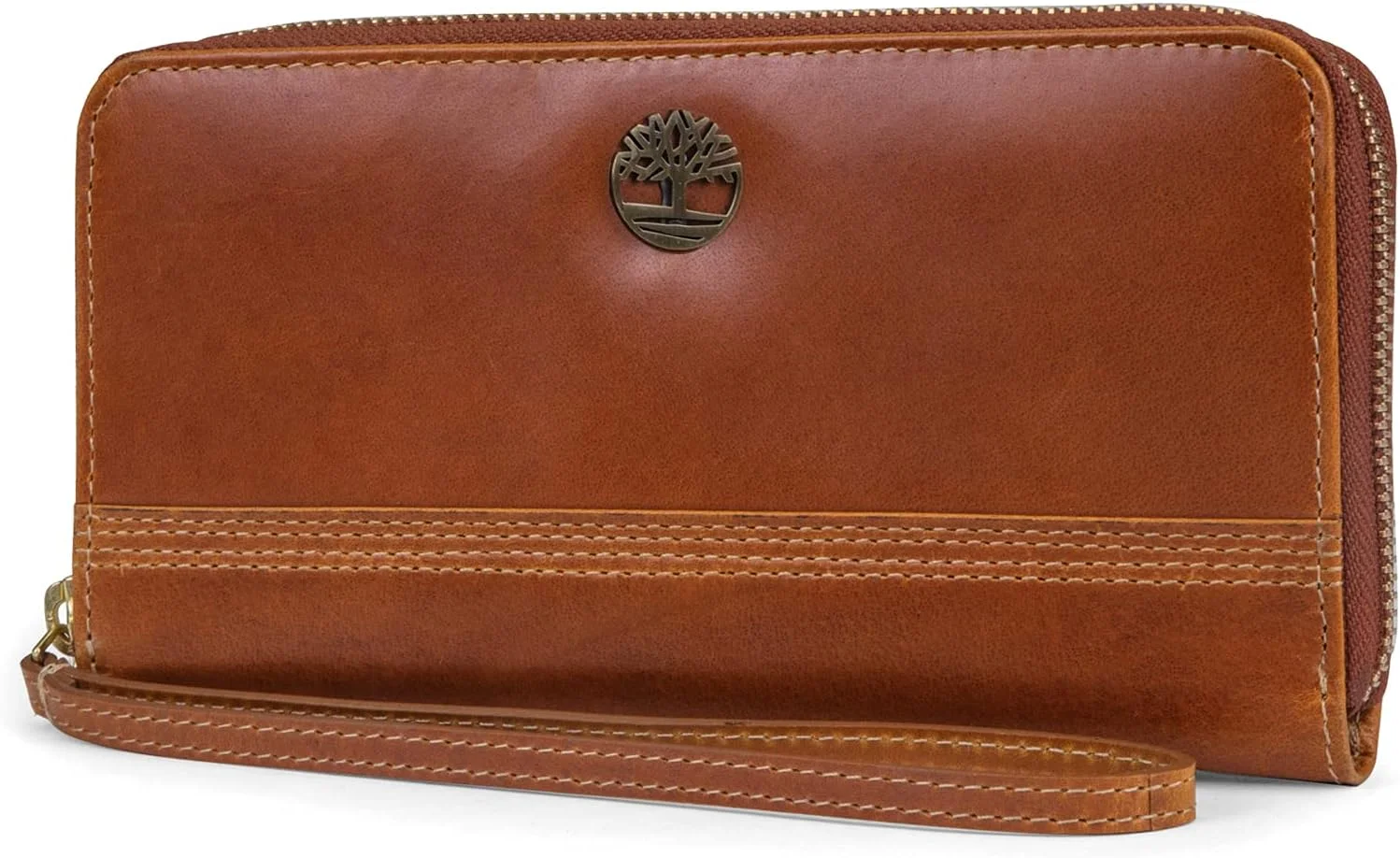 کیف پول کلاچ چرمی زیپ دار زنانه Timberland با فناوری RFID و بند مچی