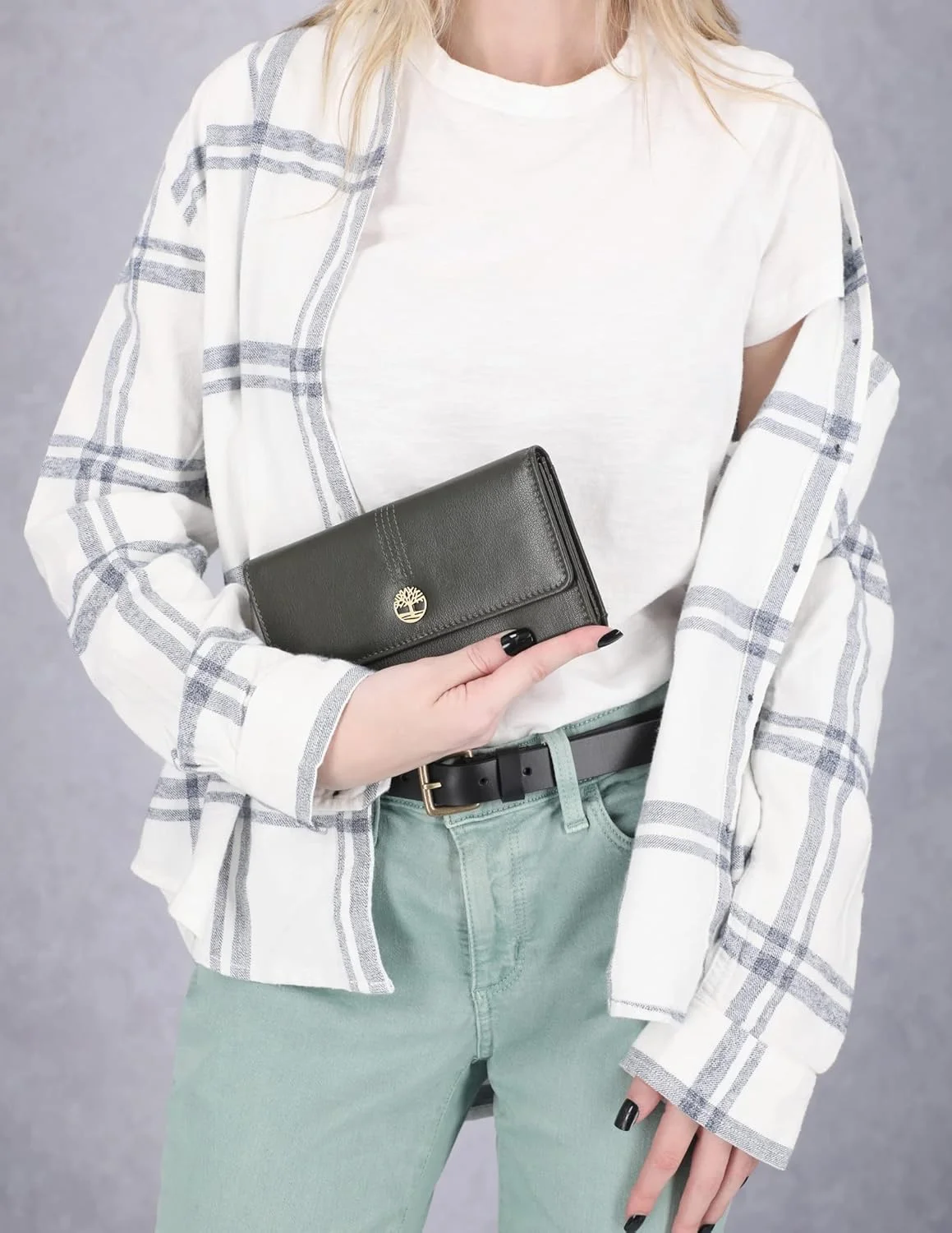 کیف پول کلاچ چرمی زنانه Timberland با محافظ RFID، برگ انگور، سایز One Size