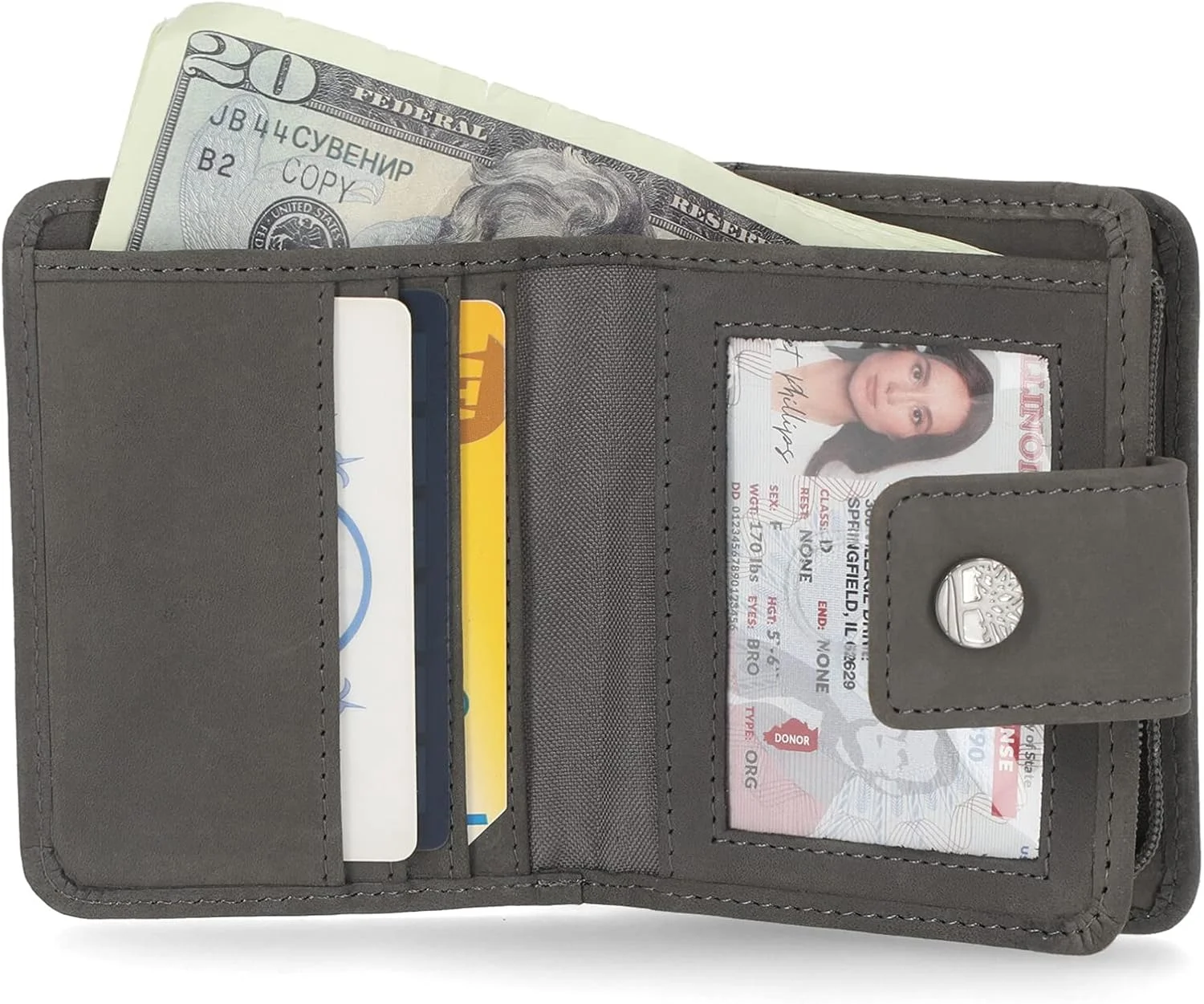کیف پول چرمی کوچک Timberland زنانه مدل Rfid Small Indexer Billfold، رنگ Castlerock، سایز One Size