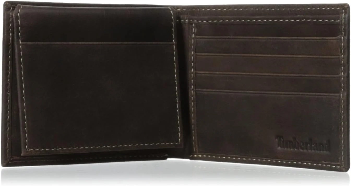 کیف پول چرمی مردانه Timberland مدل Cloudy Passcase، رنگ Tan
