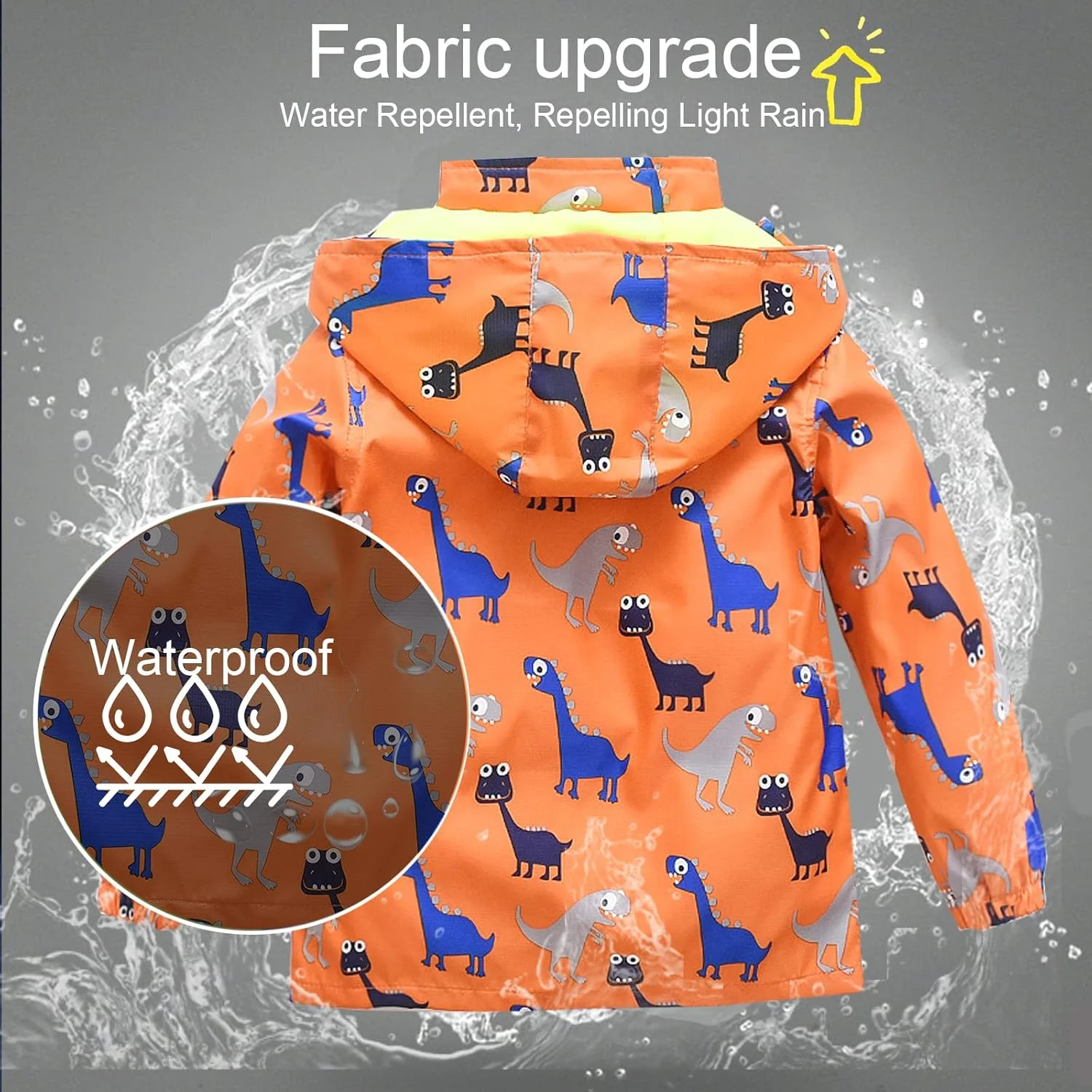 کاپشن بارانی پسرانه دخترانه طرح دایناسور زیپ دار سبک وزن کت بچه گانه کلاه دار ضد آب بادگیر کاپشن بارانی پسرانه دخترانه طرح دایناسور زیپ دار سبک وزن کت بچه گانه کلاه دار ضد آب بادگیر