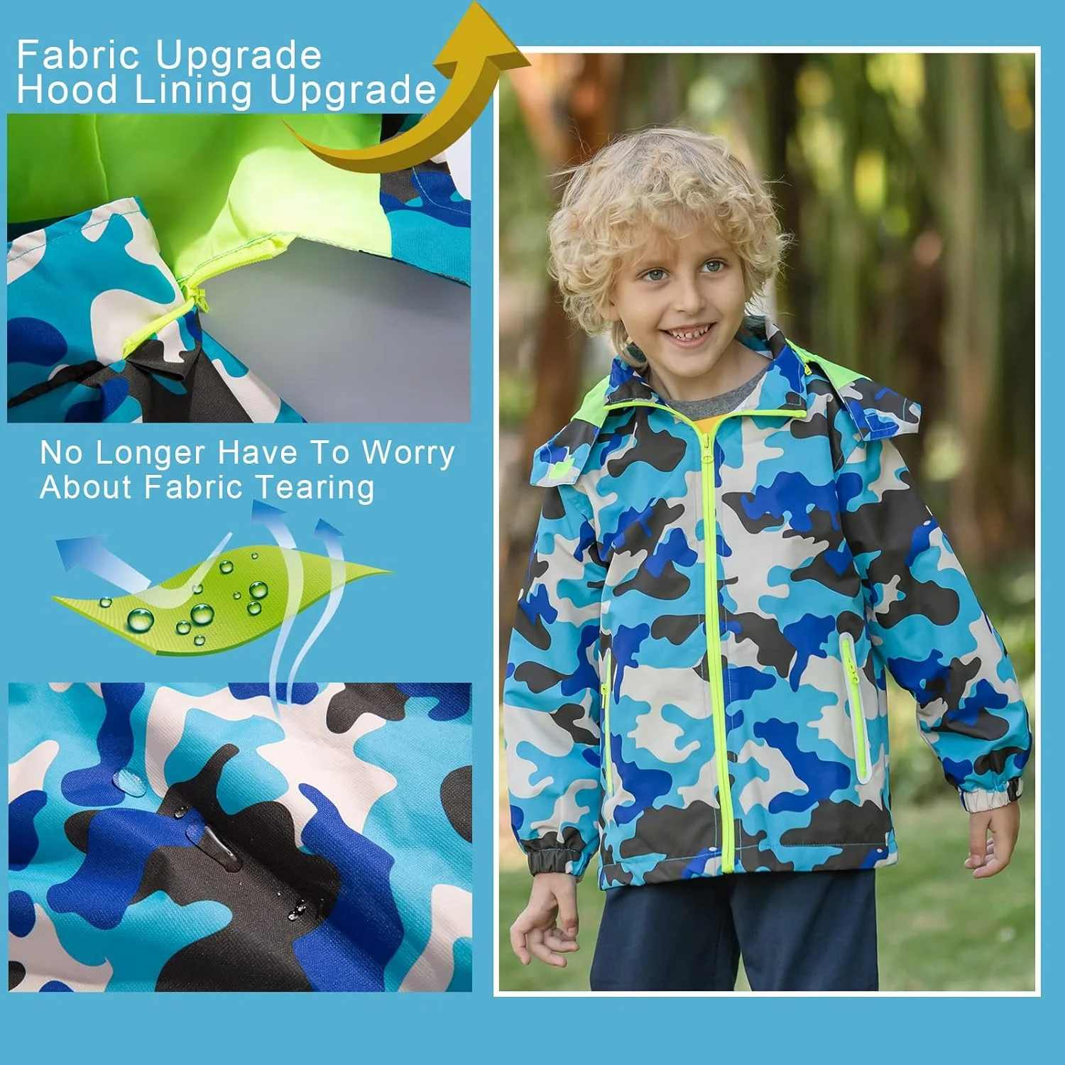 کاپشن پسرانه کلاه دار IjnUhb، بارانی استتاری بچه گانه، بادگیر ضد آب لباس بیرونی غیر رسمی کودک کاپشن پسرانه کلاه دار IjnUhb، بارانی استتاری بچه گانه، بادگیر ضد آب لباس بیرونی غیر رسمی کودک