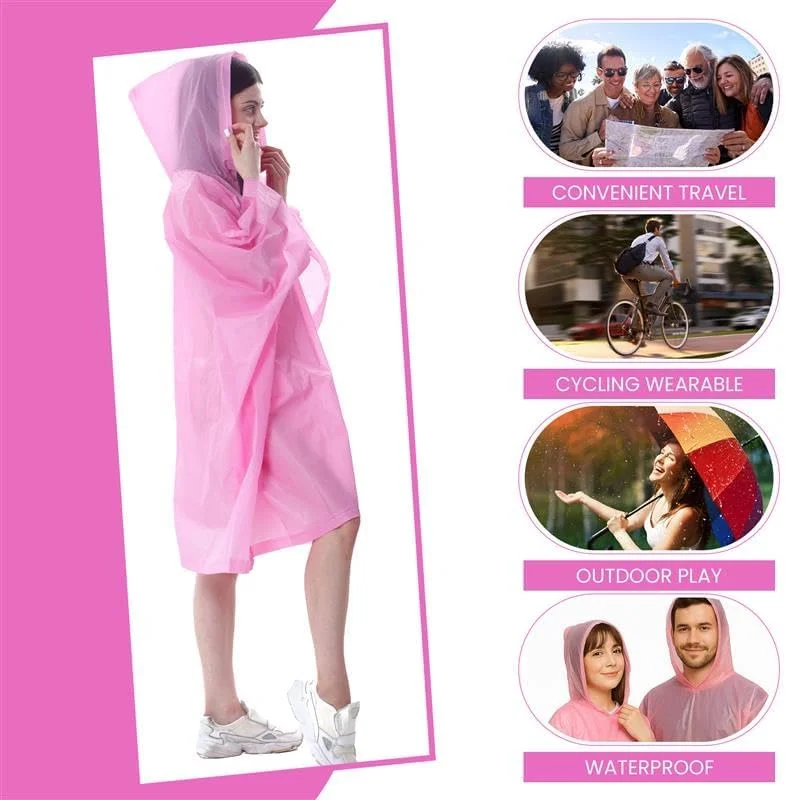 پانچو بارانی یکبار مصرف HiFEN® Unisex - پانچو بارانی سایز بزرگ ضد آب، بارانی اضطراری، بارانی بزرگسالان با کلاه و آستین، ایده آل برای جشنواره ها، پارک های موضوعی، ماهیگیری، کمپینگ