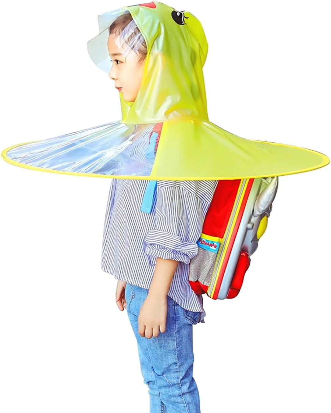 بارانی بچه گانه 10AGIRL، بارانی اردکی کودک نوپا و کلاه چتری ضد آب UFO برای دختران و پسران (زرد)