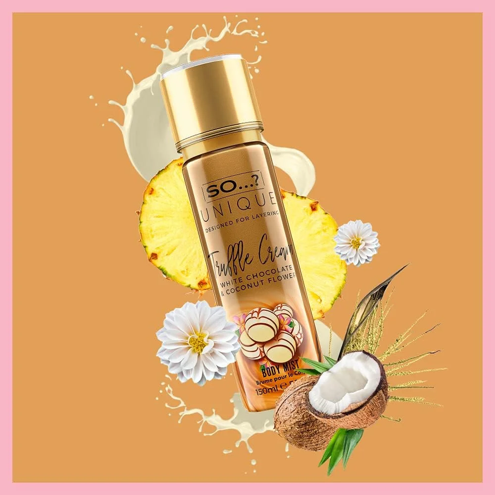 So…? بسته اسپری بادی میست زنانه Unique Candy Kiss، کرم ترافل، نخود شیرین، وانیل کندی، مجموعه رایحه های ترکیبی 150 میلی لیتر (بسته 3 عددی) So…? بسته اسپری بادی میست زنانه Unique Candy Kiss، کرم ترافل، نخود شیرین، وانیل کندی، مجموعه رایحه های ترکیبی 150 میلی لیتر (بسته 3 عددی)