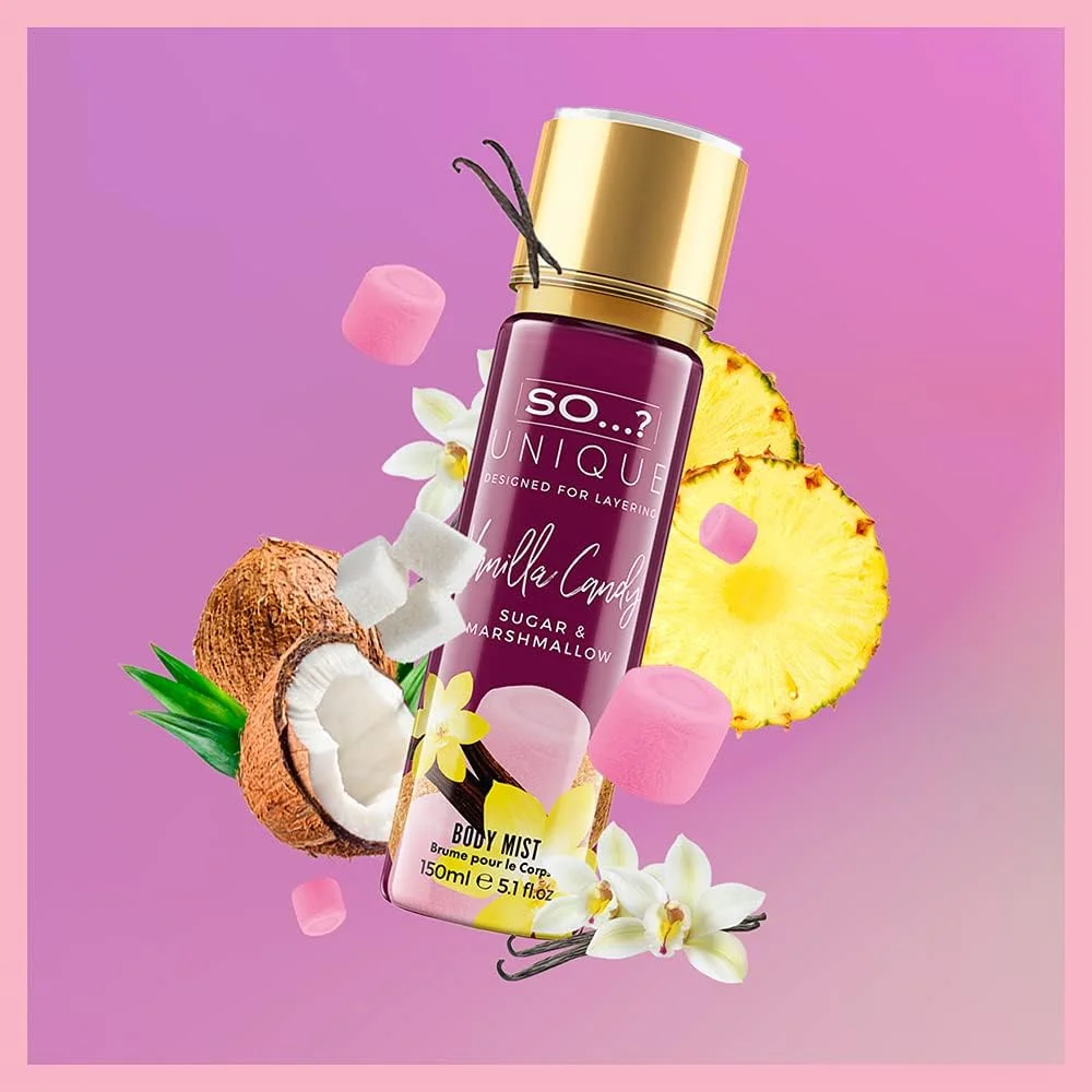 So…? بسته اسپری بادی میست زنانه Unique Candy Kiss، کرم ترافل، نخود شیرین، وانیل کندی، مجموعه رایحه های ترکیبی 150 میلی لیتر (بسته 3 عددی) So…? بسته اسپری بادی میست زنانه Unique Candy Kiss، کرم ترافل، نخود شیرین، وانیل کندی، مجموعه رایحه های ترکیبی 150 میلی لیتر (بسته 3 عددی)