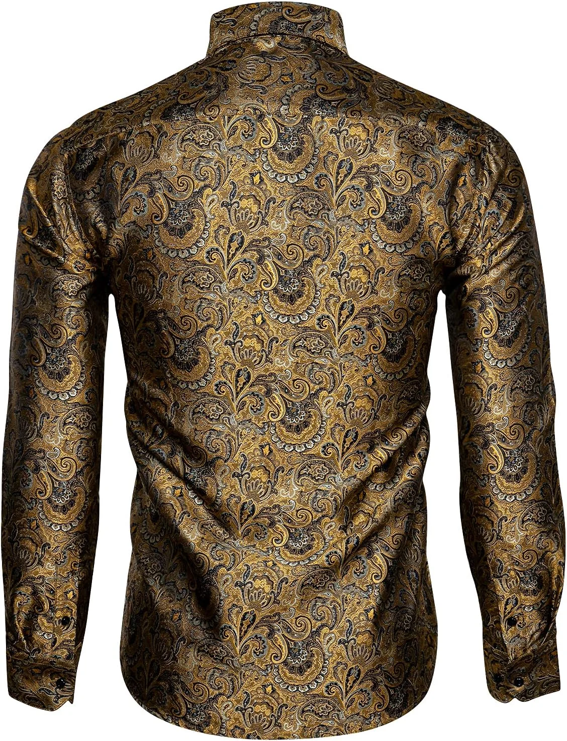 پیراهن مردانه Barry.Wang طرح Paisley بافت گل ابریشمی آستین بلند دکمه دار سرآستین فرانسوی، مناسب برای مجالس و اوقات فراغت، ضد چروک