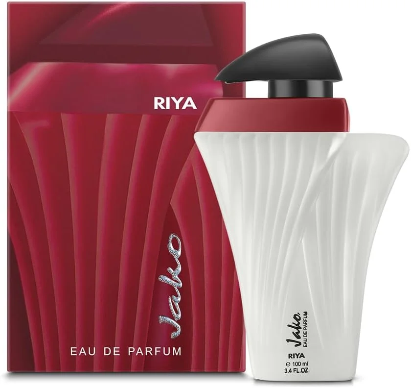 ادکلن مردانه و زنانه RIYA Jako Eau De Parfum Spray رایحه تند چوبی مشک 100 میلی لیتر ماندگاری طولانی/عطر ورزشی/قرمز و سفید