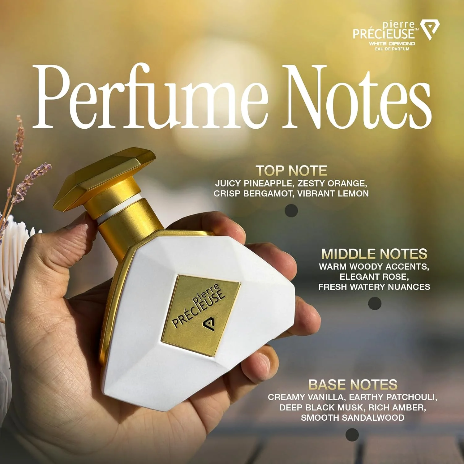 عطر لوکس унисекс Pierre Precieuse White Diamond 100ml با ظرافت گل های پر جنب و جوش، ماندگاری 24 ساعته و پیچیدگی برای هر مناسبت عطر لوکس унисекс Pierre Precieuse White Diamond 100ml با ظرافت گل های پر جنب و جوش، ماندگاری 24 ساعته و پیچیدگی برای هر مناسبت