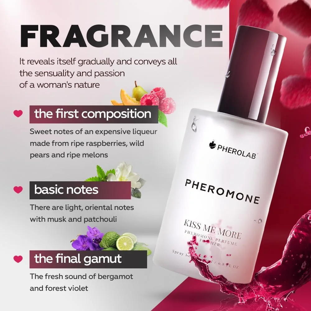 عطر فرمونی زنانه PHEROLAB Kiss Me More [اکسی توسین]، عطر روغنی آغشته به فرمون - عطر اسپری زنانه برای جذب مردان
