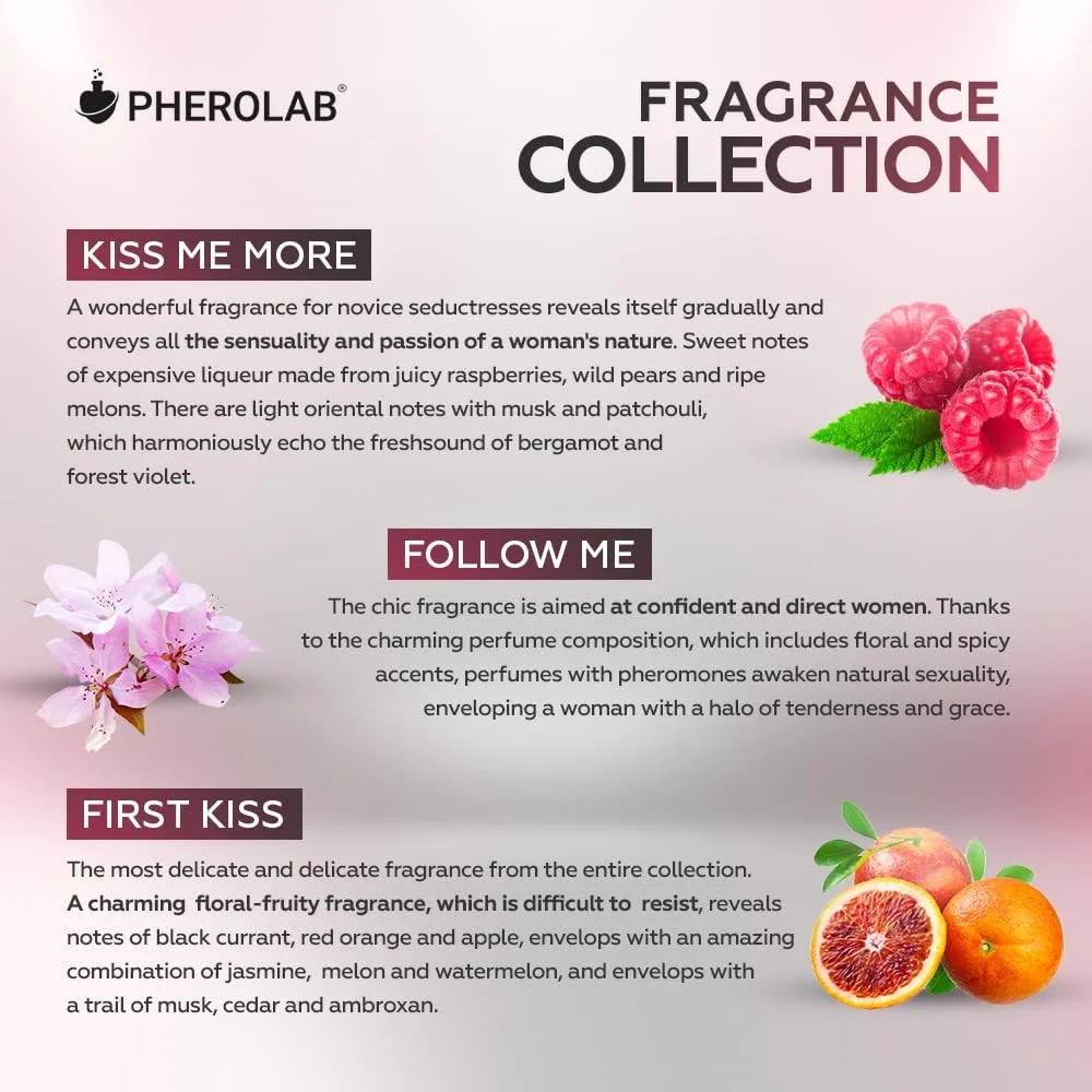 عطر فرمونی زنانه PHEROLAB Kiss Me More [اکسی توسین]، عطر روغنی آغشته به فرمون - عطر اسپری زنانه برای جذب مردان