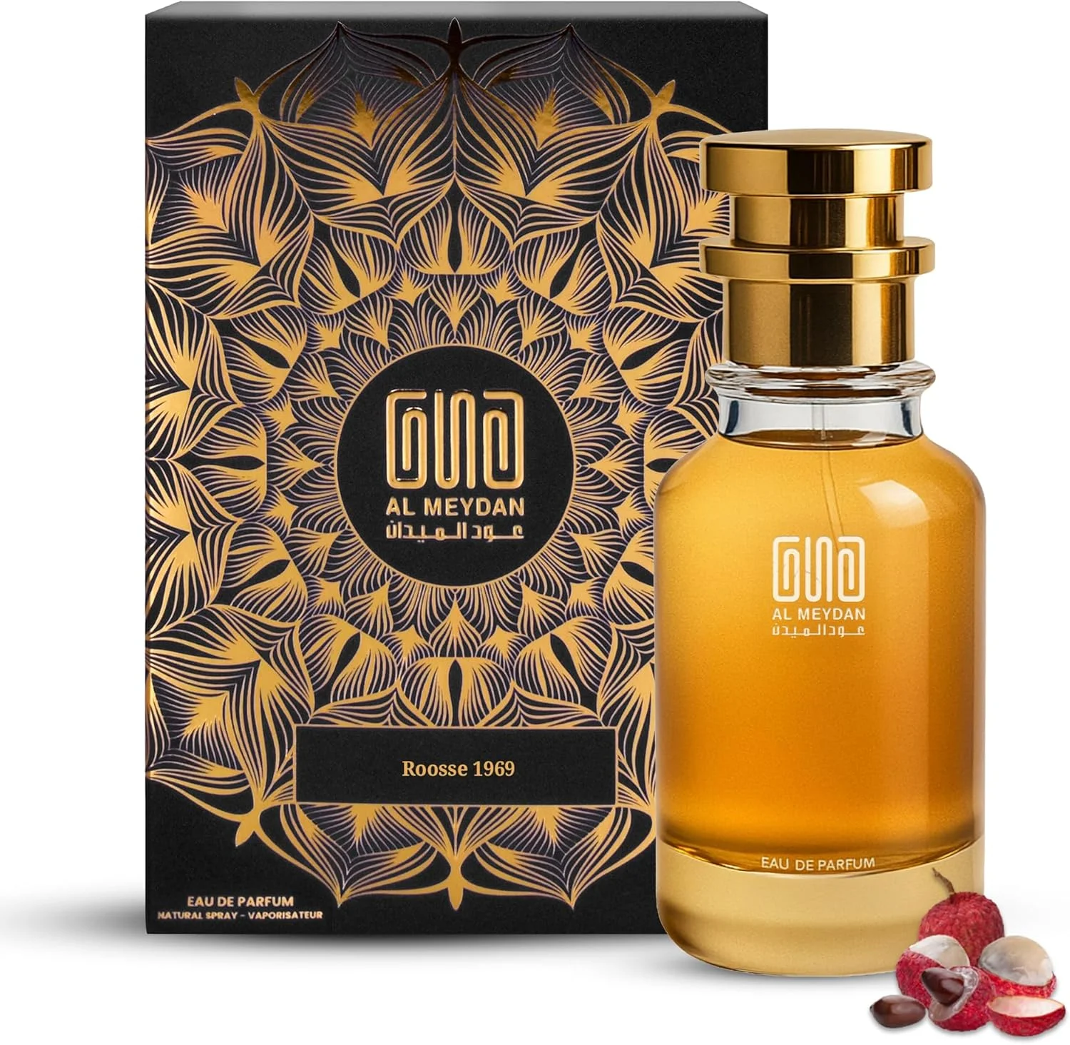 عطر روغنی عود المیدان زنانه و مردانه – الهام گرفته از روس 1969 – عطر روغنی بدون الکل با فلفل سیاه، لیچی، گل رز دمشقی، عنبر و نعناع هندی – ماندگاری طولانی (200 میلی لیتر)