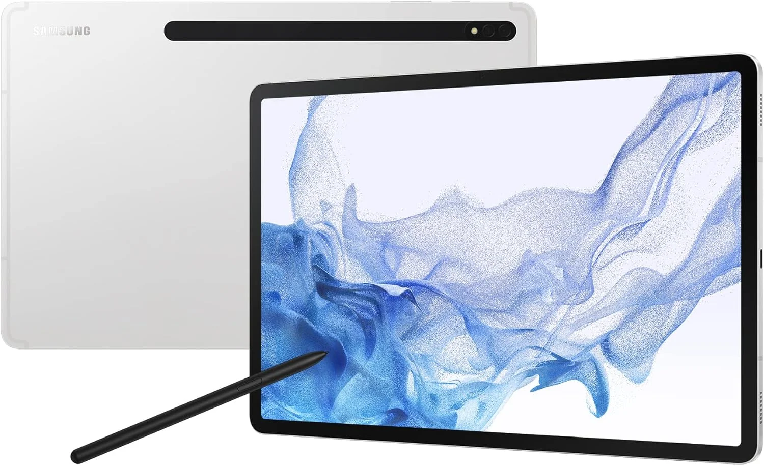 تبلت اندروید سامسونگ گلکسی تب S8+، صفحه نمایش 12.4 اینچی AMOLED، حافظه 128 گیگابایتی، قلم S Pen شامل، Qualcomm Snapdragon، باتری تمام روز، دوربین فوق عریض، وای فای، نقره ای (نسخه امارات)