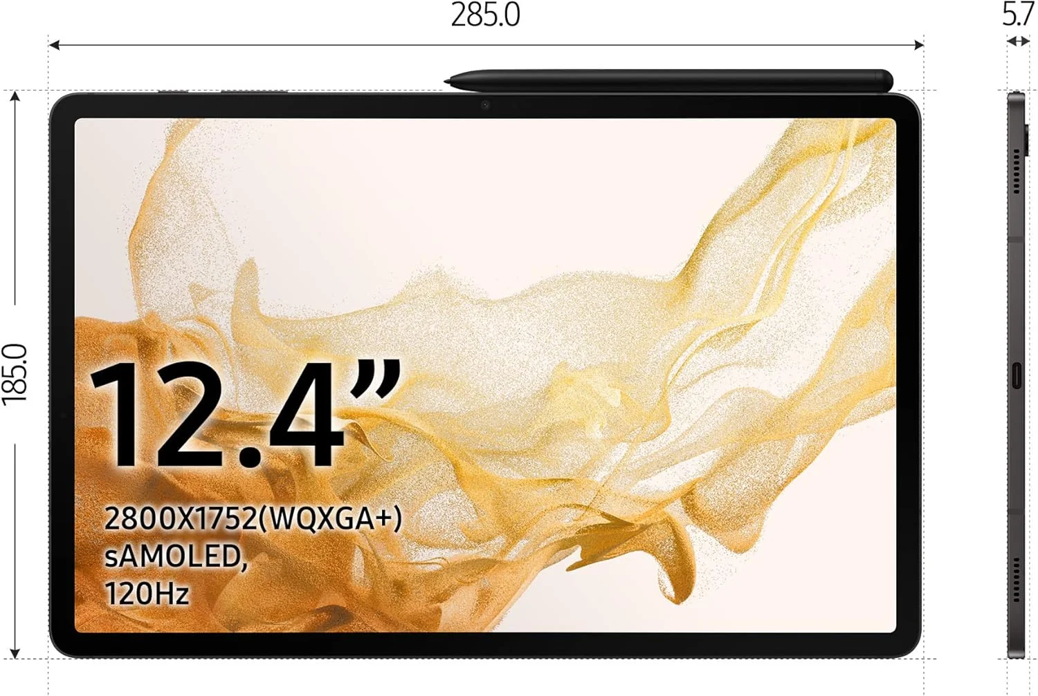 تبلت اندروید سامسونگ گلکسی تب S8+، صفحه نمایش 12.4 اینچی LCD، حافظه 128 گیگابایتی، قلم S Pen شامل، Qualcomm Snapdragon، باتری تمام روز، دوربین فوق عریض، WiFi، گرافیت (نسخه امارات) تبلت اندروید سامسونگ گلکسی تب S8+، صفحه نمایش 12.4 اینچی LCD، حافظه 128 گیگابایتی، قلم S Pen شامل، Qualcomm Snapdragon، باتری تمام روز، دوربین فوق عریض، WiFi، گرافیت (نسخه امارات)