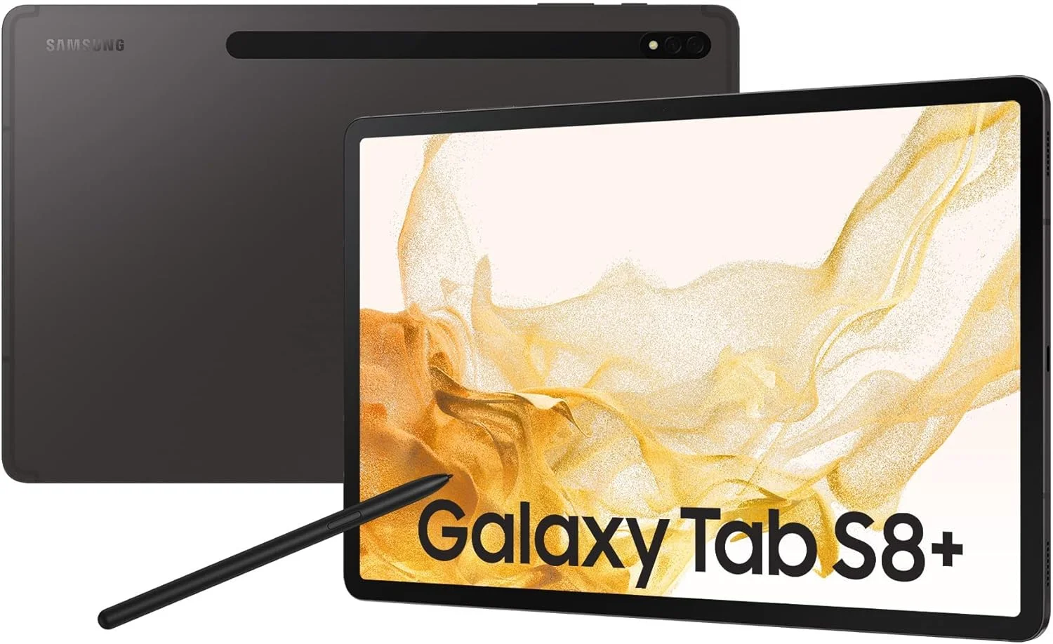 تبلت سامسونگ گلکسی تب S8+، 12.4 اینچی، 128 گیگابایت حافظه داخلی، 8 گیگابایت رم، Wi-Fi، تبلت اندرویدی با قلم S Pen، گرافیت، شامل 36 ماه گارانتی سازنده [اختصاصی آمازون]