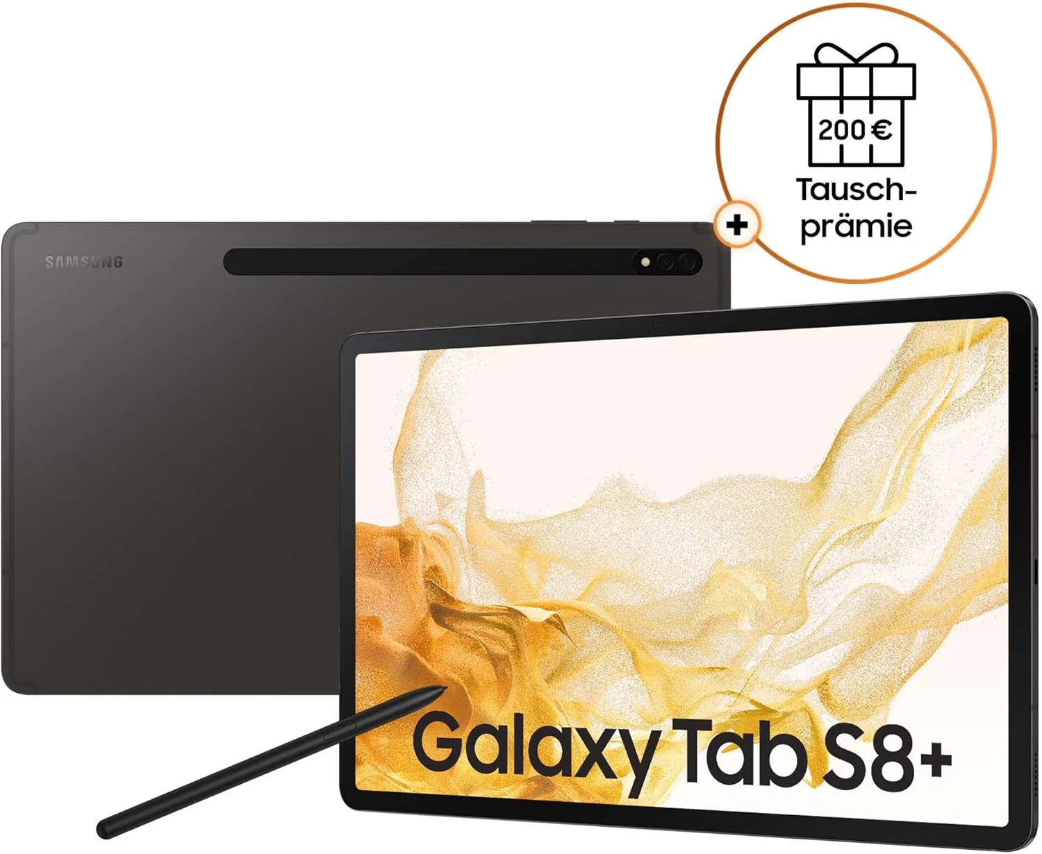 تبلت سامسونگ گلکسی تب S8+، 12.4 اینچی، 128 گیگابایت حافظه داخلی، 8 گیگابایت رم، Wi-Fi، تبلت اندرویدی با قلم S Pen، گرافیت، شامل 36 ماه گارانتی سازنده [اختصاصی آمازون]