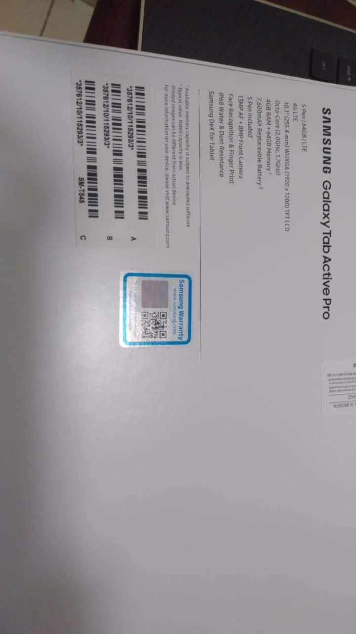 سامسونگ گلکسی تب اکتیو پرو 10.1 اینچ 64 گیگابایت/4 گیگابایت، 4G/LTE، مشکی - SM-T545 سامسونگ گلکسی تب اکتیو پرو 10.1 اینچ 64 گیگابایت/4 گیگابایت، 4G/LTE، مشکی - SM-T545