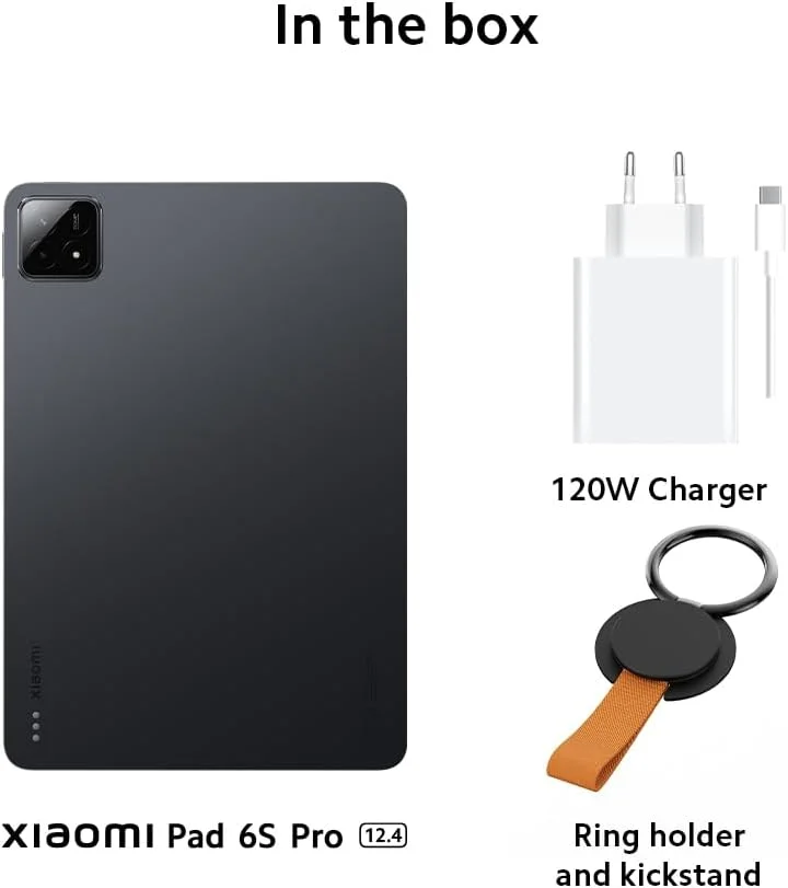 تبلت شیائومی پد 6S پرو 3K 12.4 اینچ 144 هرتز، 256 گیگابایت حافظه داخلی/8 گیگابایت رم، اسنپدراگون 8 نسل 2 با فرکانس 3.19 گیگاهرتز، باتری 10000 میلی آمپر ساعتی با شارژ 120 واتی، مشکی (نسخه فرانسوی + 2 سال گارانتی)