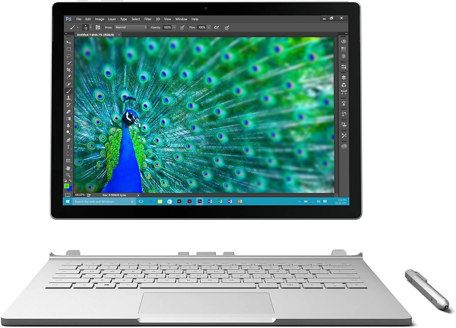 لپ تاپ لمسی 13.5 اینچی Microsoft Surface Book (پردازنده Intel Core i7-6600U، 8 گیگابایت رم، 256 گیگابایت SSD، گرافیک یکپارچه NVIDIA 1 گیگابایتی، BT4/AC، Wi-Fi، لمسی، Windows 10 Pro) - نقره ای