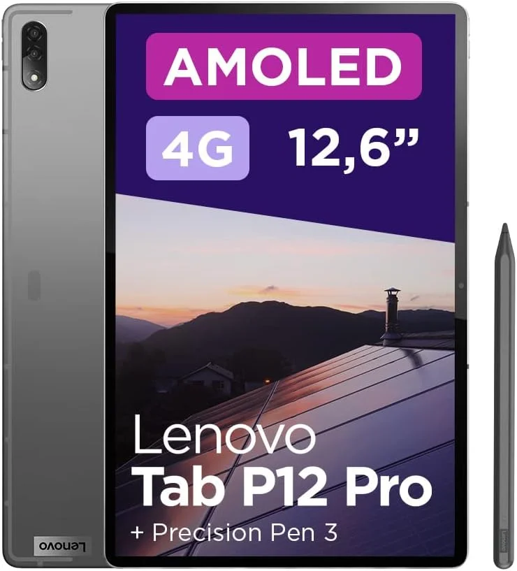 تبلت لنوو Tab P12 Pro AMOLED، پردازنده Qualcomm Snapdragon 870، رم 8 گیگابایت، حافظه 256 گیگابایت UFS 3.1، اندروید 11، وای فای + بلوتوث خاکستری طوفانی، 12.6 اینچ