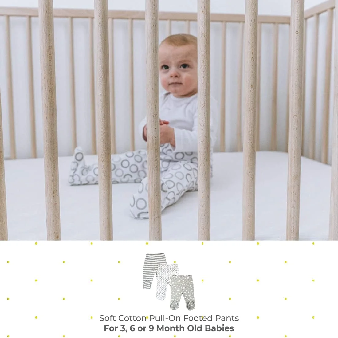 ست 3 عددی شلوار نخی جوراب دار اسپاسیلک مناسب نوزاد پسر و دختر