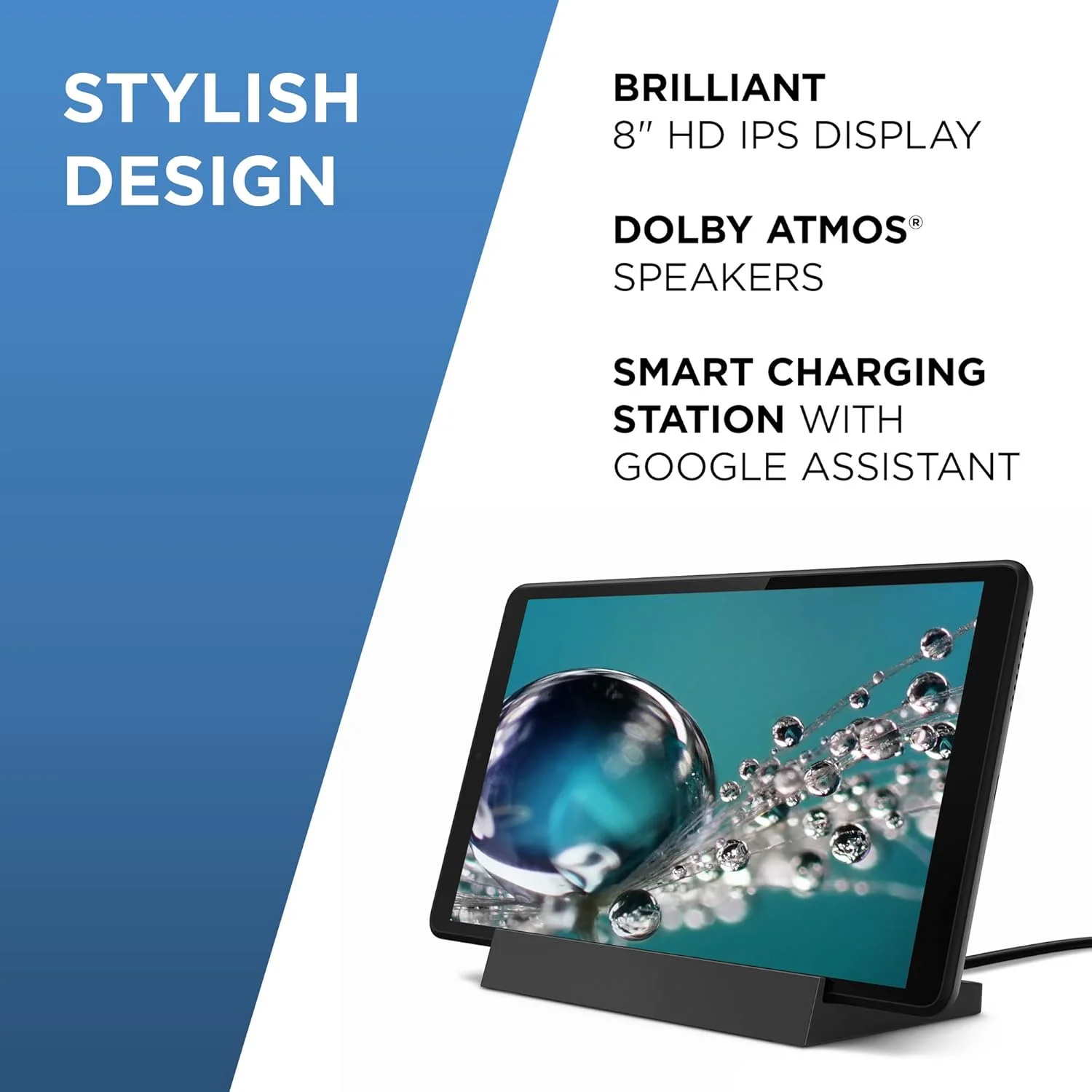 تبلت اندرویدی Lenovo Smart Tab M8 با Google Assistant | صفحه نمایش 8 اینچی HD | 32 گیگابایت | ایستگاه شارژ هوشمند | WiFi | 2 گیگابایت رم | خاکستری آهنی