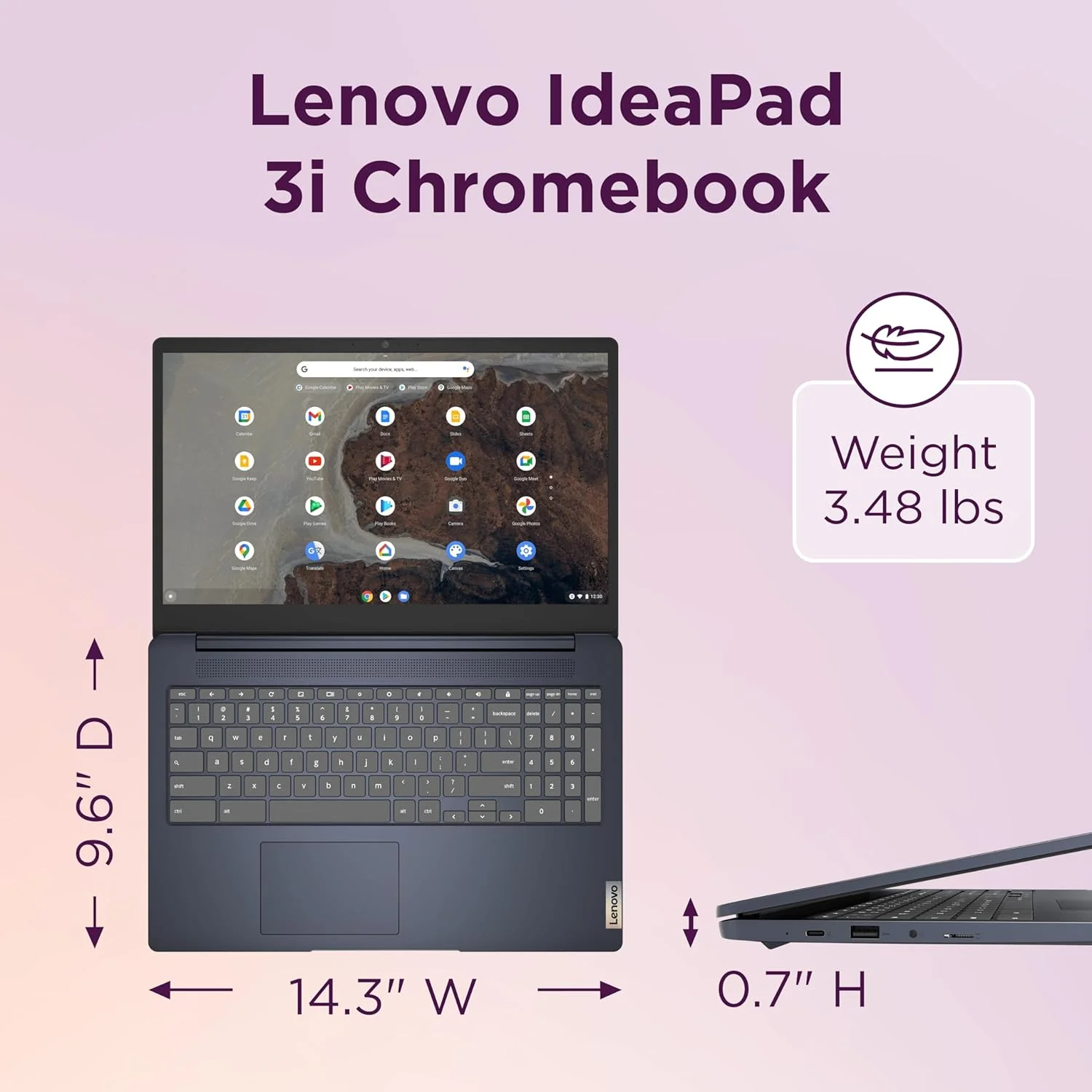 لپ تاپ لنوو 3i Chromebook - 2023 - نوت بوک روزمره - Chrome OS - صفحه نمایش 15.6 اینچ Full HD - حافظه 8 گیگابایت - حافظه داخلی 64 گیگابایت - پردازنده Intel Celeron N4500 - آبی تیره