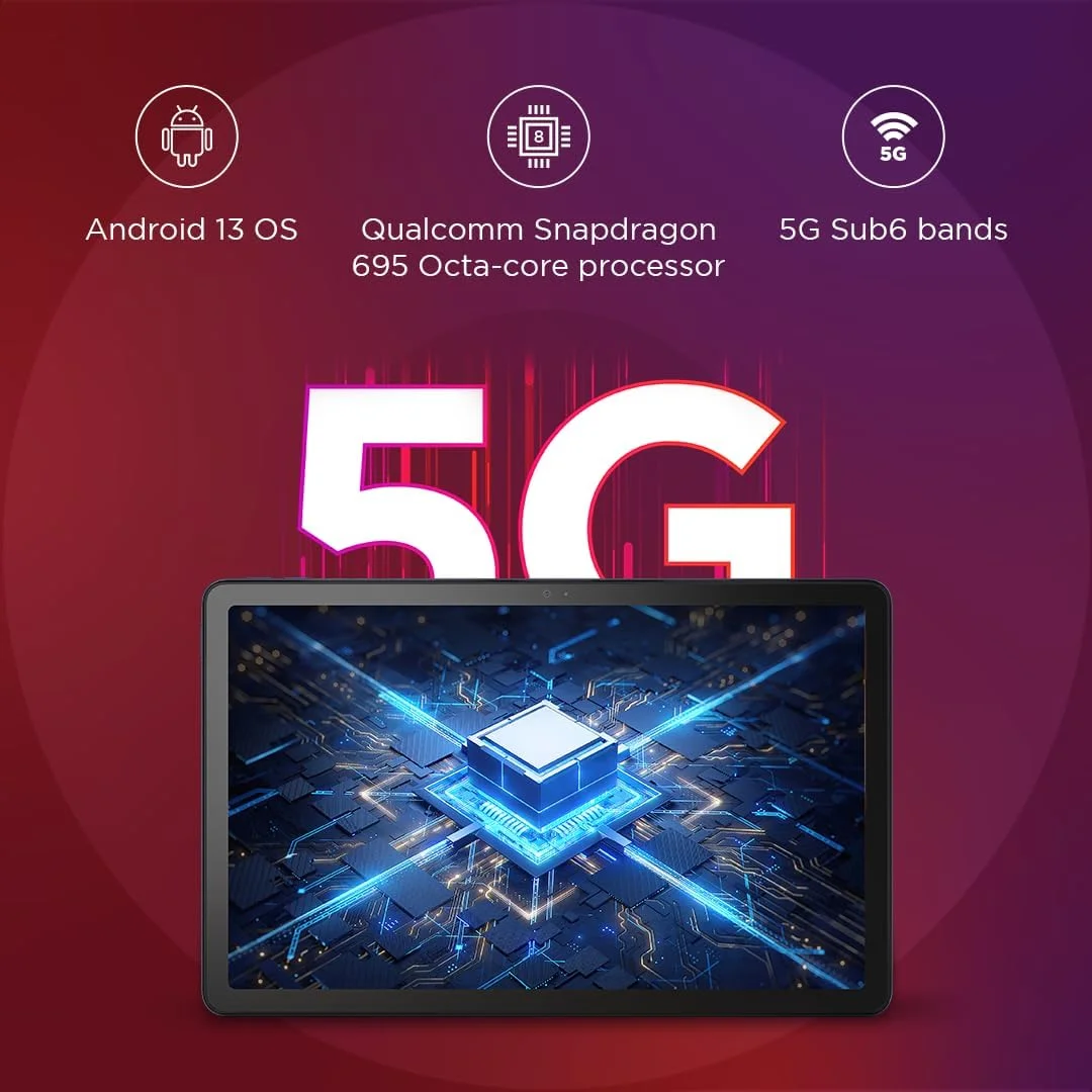 تبلت لنوو Tab M10 5G | 10.6 اینچ (26.9 سانتی متر) | 6 گیگابایت رم، 128 گیگابایت قابل ارتقا | Wi-Fi + 5G | نرخ نوسازی 90 هرتز، صفحه نمایش 2K (2000x1200) | بلندگوهای دوگانه با Dolby Atmos | اندروید 13 | پردازنده هشت هسته ای (آبی تیره، ZACT0030IN) تبلت لنوو Tab M10 5G | 10.6 اینچ (26.9 سانتی متر) | 6 گیگابایت رم، 128 گیگابایت قابل ارتقا | Wi-Fi + 5G | نرخ نوسازی 90 هرتز، صفحه نمایش 2K (2000x1200) | بلندگوهای دوگانه با Dolby Atmos | اندروید 13 | پردازنده هشت هسته ای (آبی تیره، ZACT0030IN)