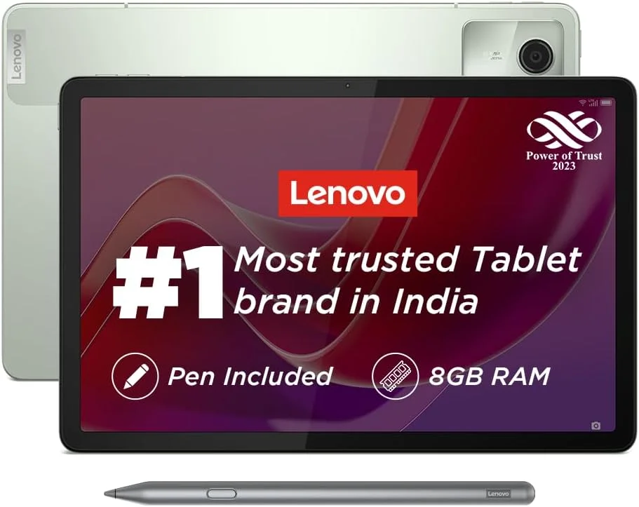 تبلت لنوو Tab M11 با قلم | اتصال Wi-Fi | رم 8 گیگابایت، رام 128 گیگابایت | صفحه نمایش 11 اینچی | 90 هرتز، 72% NTSC، نمایشگر FHD | چهار بلندگو با Dolby Atmos | پردازنده هشت هسته ای | دوربین عقب 13 مگاپیکسل، سبز