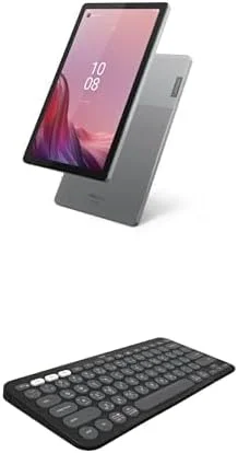 تبلت لنوو Tab M9 با صفحه نمایش 9 اینچی HD (1340x800) IPS 400nits ضد اثر انگشت، 4 گیگابایت رم، 64 گیگابایت SSD، اندروید 12 + کیبورد بی سیم بلوتوثی چند دستگاهی Logitech Pebble Keys 2 K380s