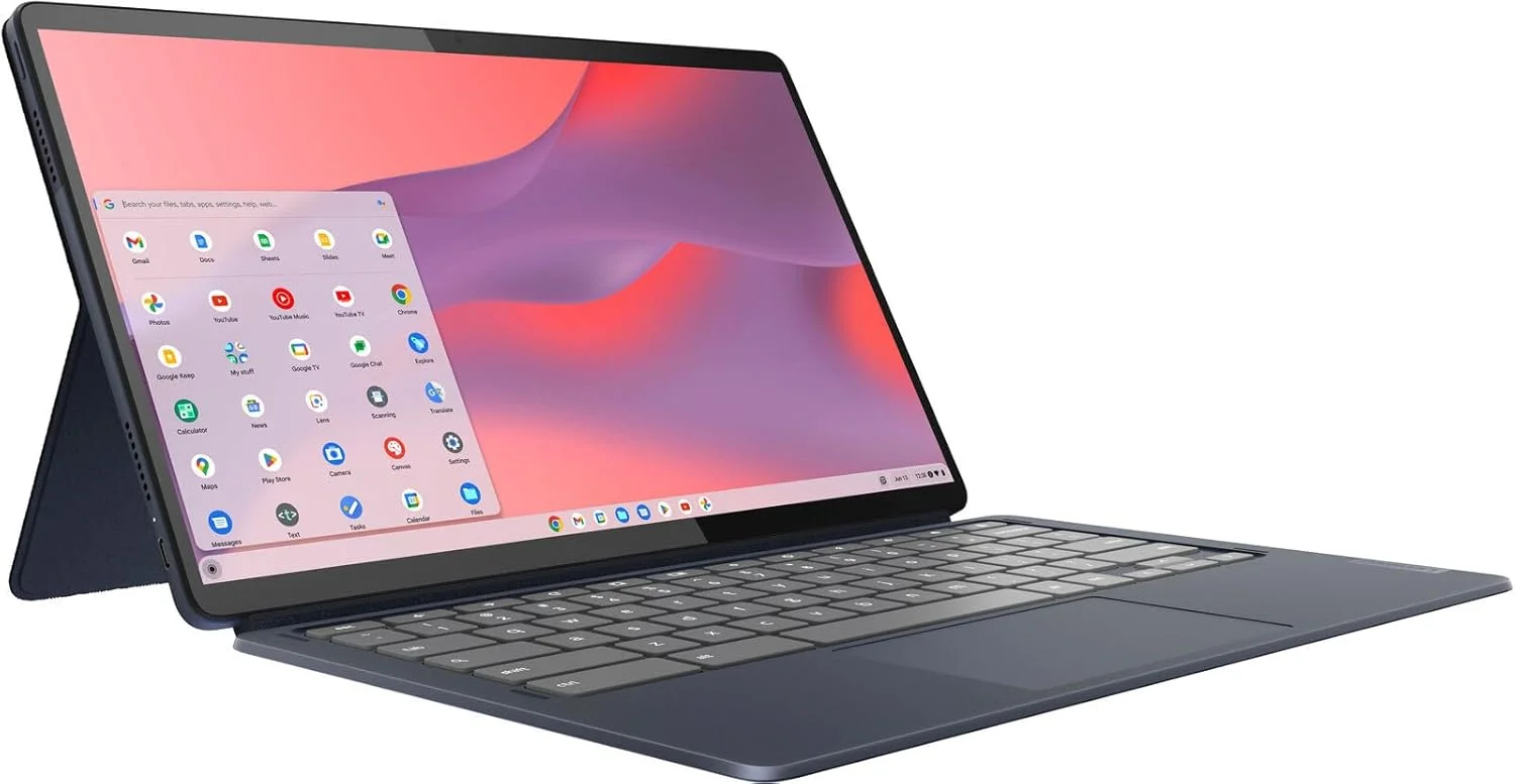 لنوو - تبلت Chromebook Duet 5 با صفحه نمایش لمسی 13.3 اینچی OLED - حافظه 8 گیگابایتی - SSD 128 گیگابایتی - همراه با کیبورد - آبی Abyss