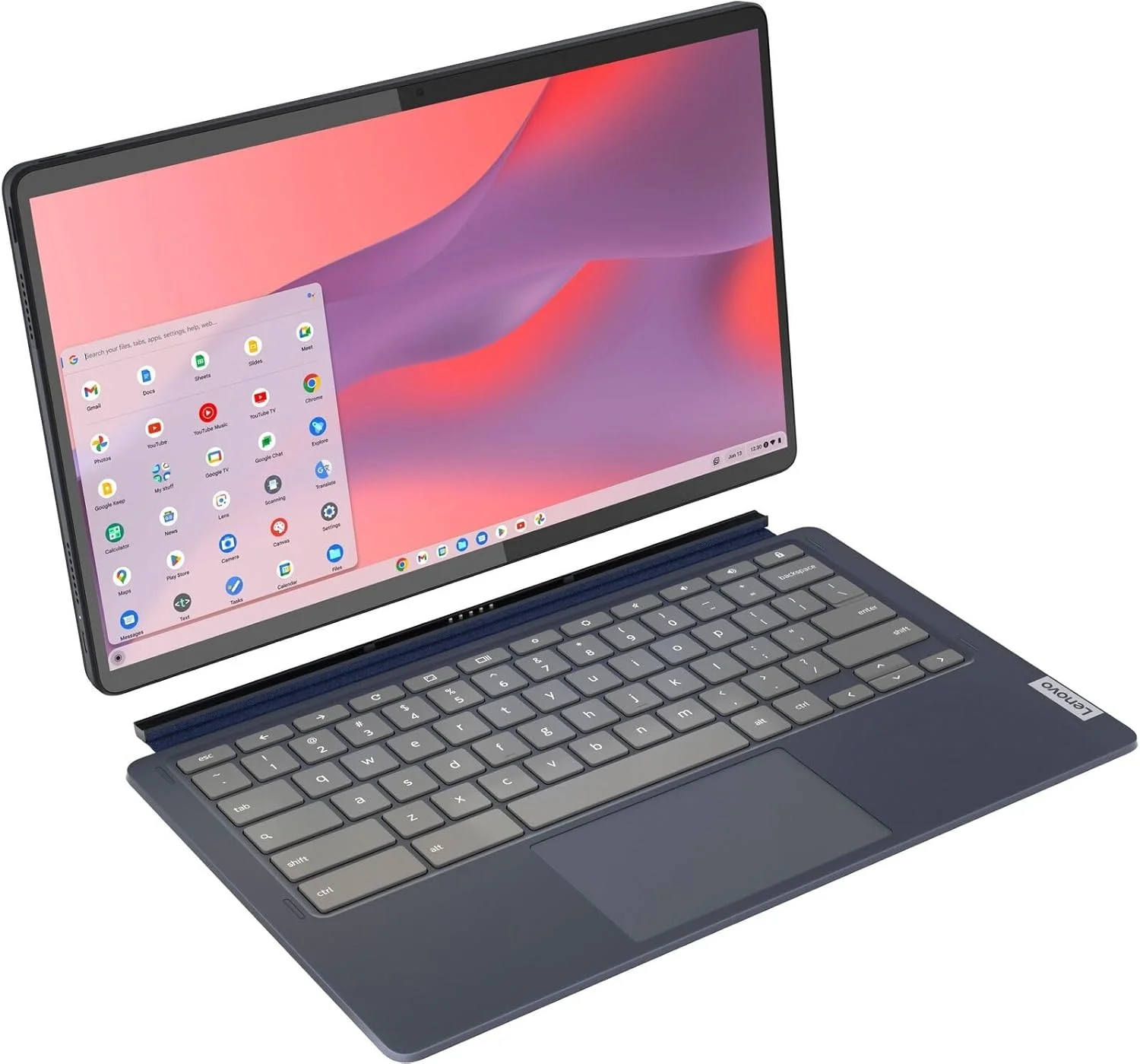 لنوو - تبلت Chromebook Duet 5 با صفحه نمایش لمسی 13.3 اینچی OLED - حافظه 8 گیگابایتی - SSD 128 گیگابایتی - همراه با کیبورد - آبی Abyss لنوو - تبلت Chromebook Duet 5 با صفحه نمایش لمسی 13.3 اینچی OLED - حافظه 8 گیگابایتی - SSD 128 گیگابایتی - همراه با کیبورد - آبی Abyss