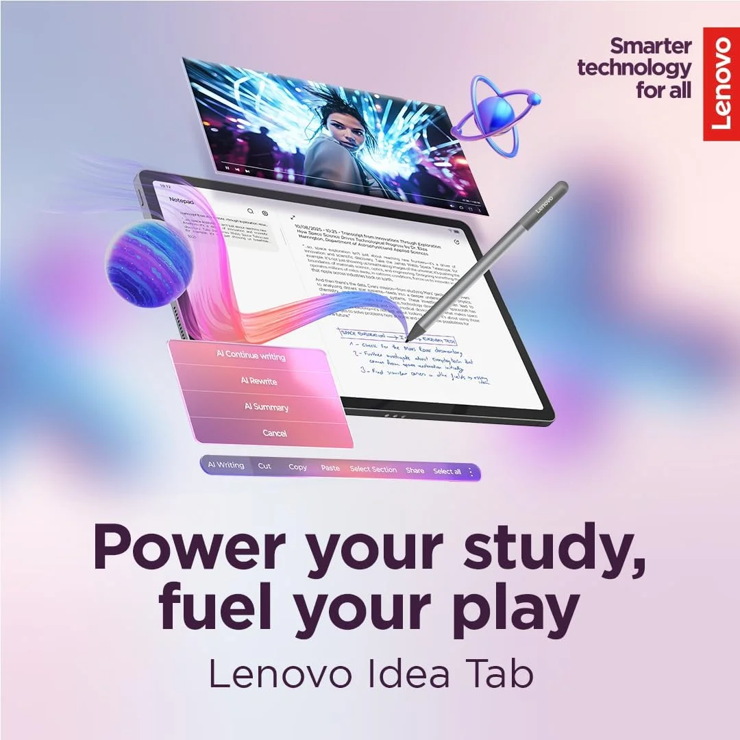 تبلت 11 اینچی لنوو Idea Tab، نمایشگر 2.5K، رم 8 گیگابایتی، حافظه 128 گیگابایتی، 5G + WiFi، اندروید، همراه با قلم، خاکستری قمری [ZAFM0640AE]