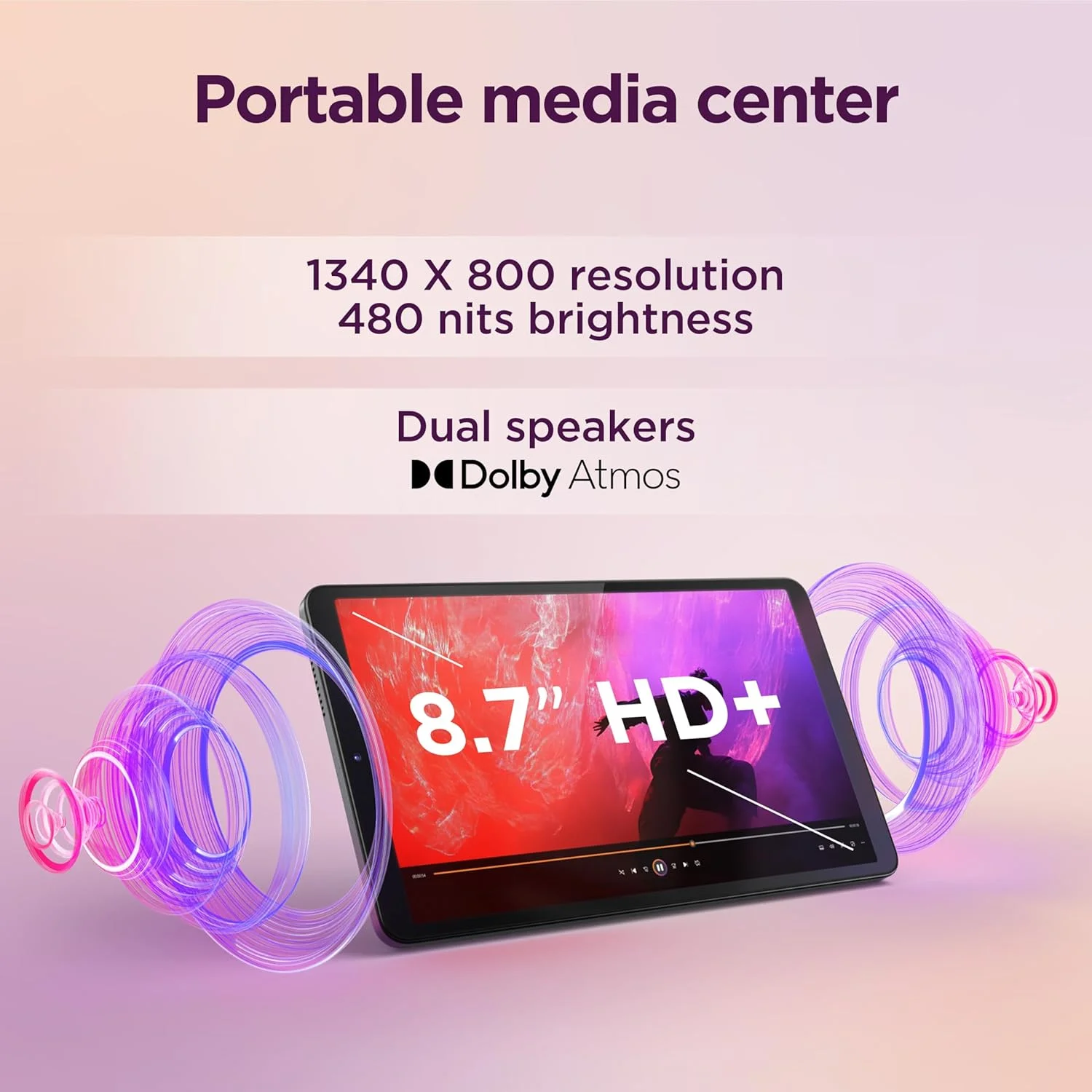تبلت لنوو تب وان به همراه کاور شفاف، صفحه نمایش 8.7 اینچی HD با روشنایی 480 نیت، ضد اثر انگشت، صفحه لمسی، پردازنده MediaTek Helio G85، رم 4 گیگابایت، حافظه داخلی 128 گیگابایت، اندروید 14 - [ZAF00123AE]، خاکستری لونا