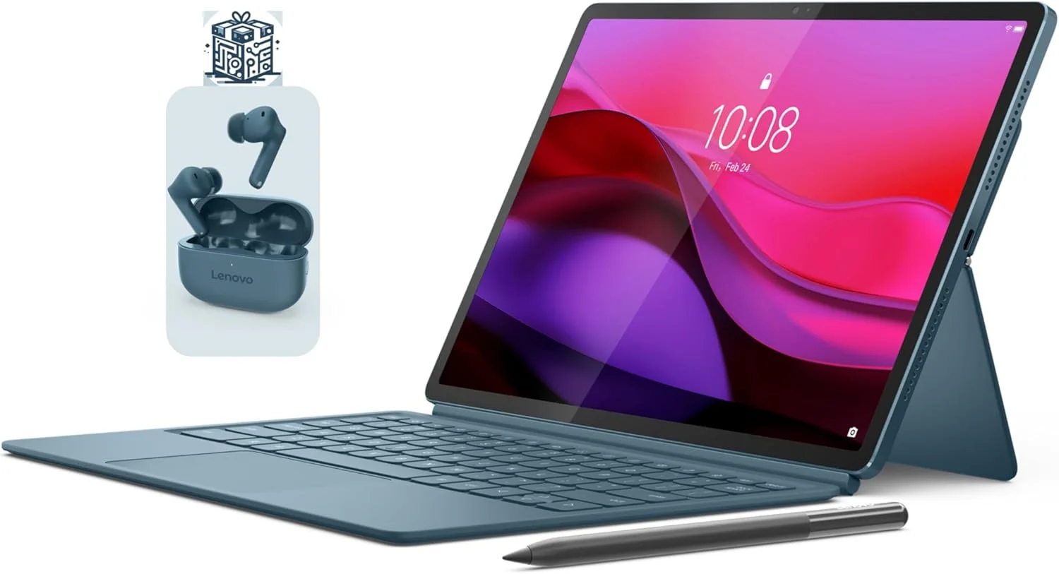 تبلت لنوو یوگا تب پلاس + کیبورد | Qualcomm Snapdragon 8 Gen 3 | رم 16 گیگابایت | حافظه 256 گیگابایت | پردازنده گرافیکی Qualcomm Adreno 750 | صفحه نمایش 12.7 اینچی 3K | اندروید 14 + هدفون استریو بی سیم واقعی